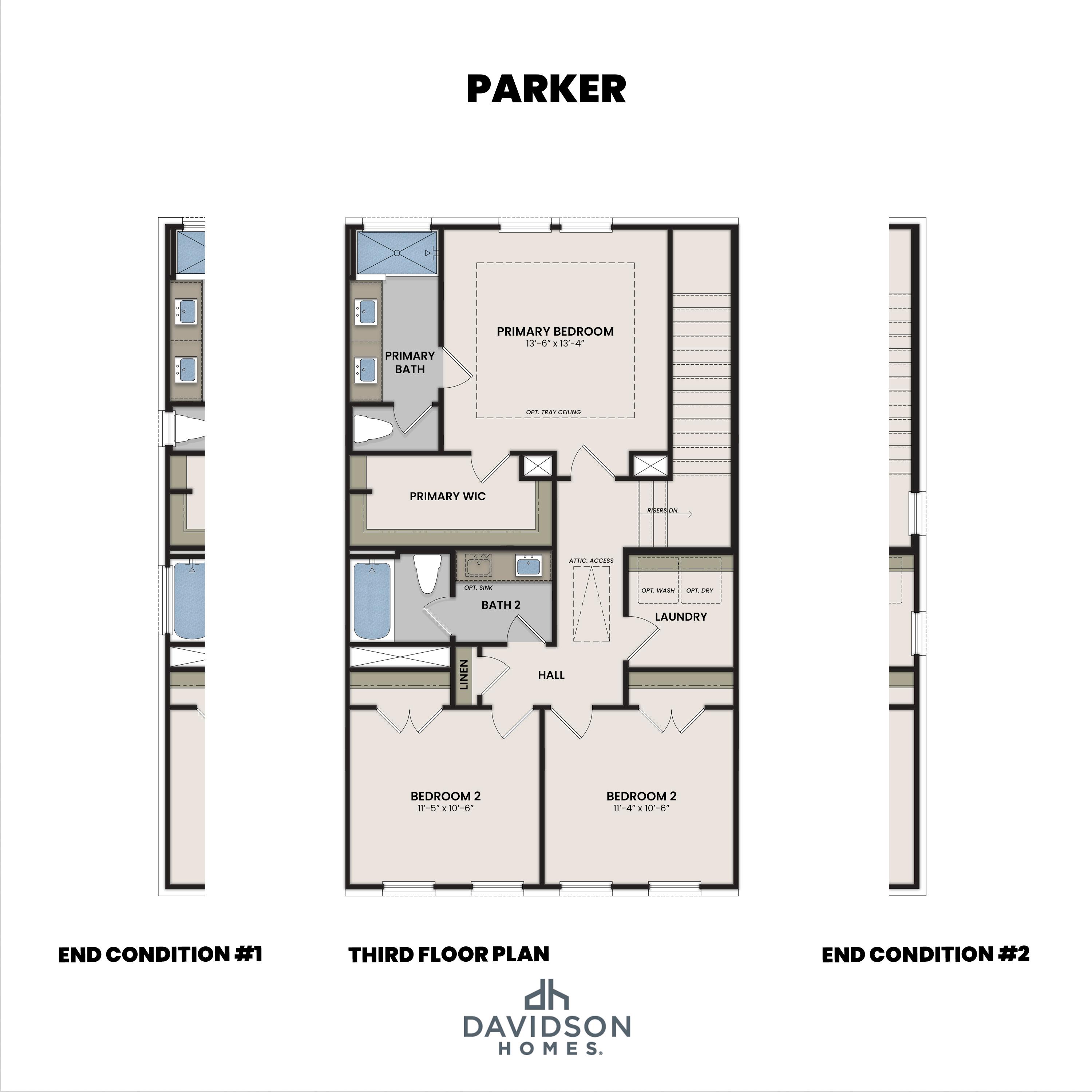 3 - The Parker C buildable floor plan layout in Davidson Homes Homes' Jackson Village community.