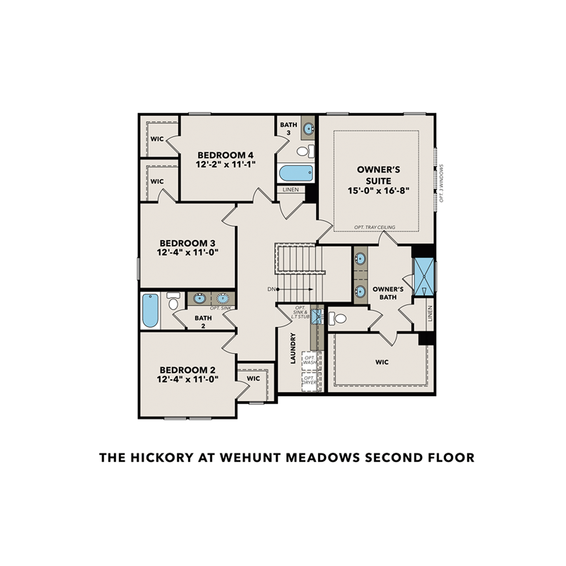 2 - The Hickory B buildable floor plan layout in Davidson Homes Homes' Wehunt Meadows community.