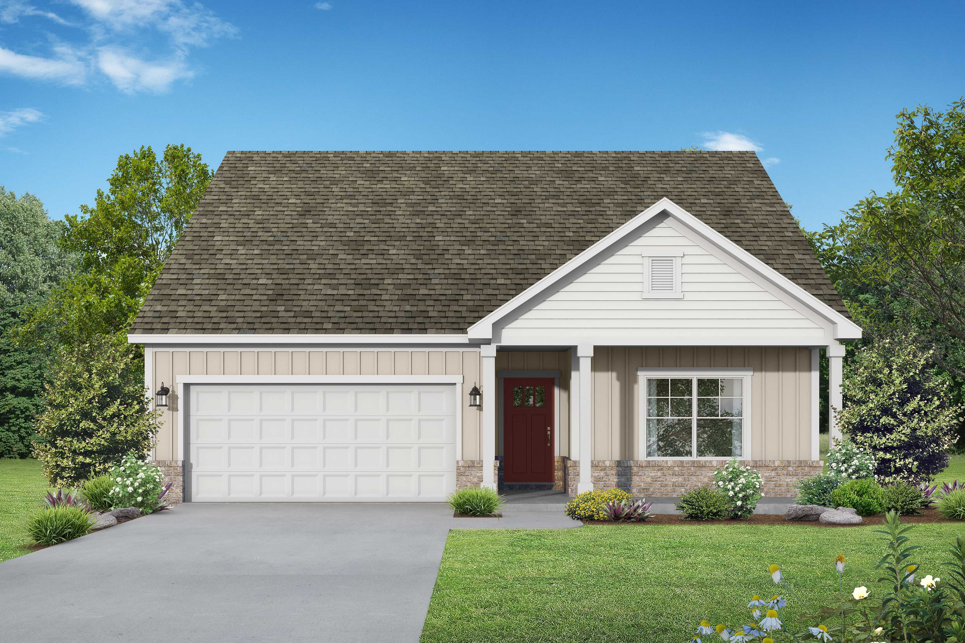 Davidson Homes The Asheville E Floor Plan Front Exterior Rendering