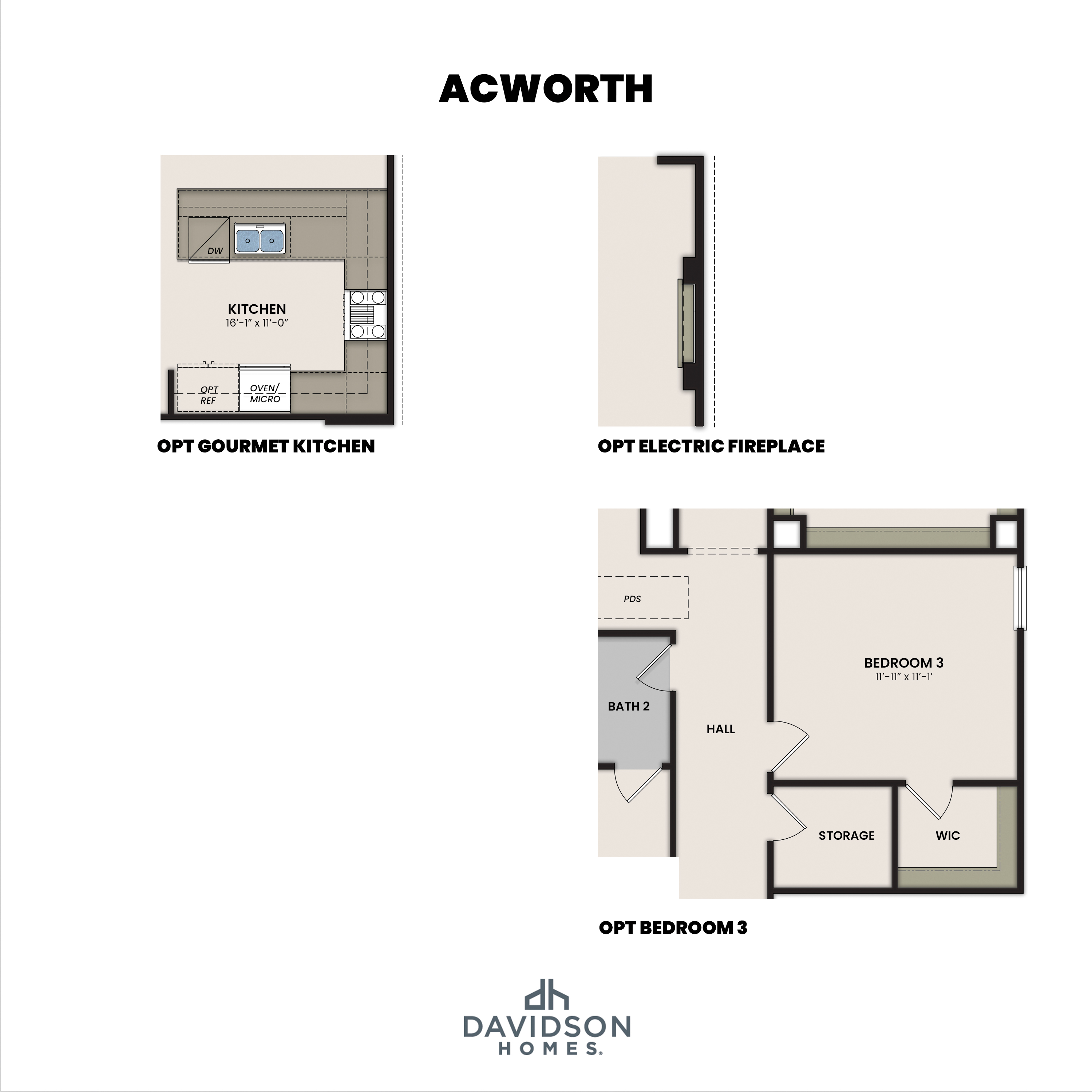 3 - The Acworth H buildable floor plan layout in Davidson Homes' The Bluffs community.