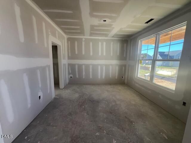 Unfinished drywall interior room under construction in Davidson Homes The Ash C plan, Retreat at North Main, Lillington, NC