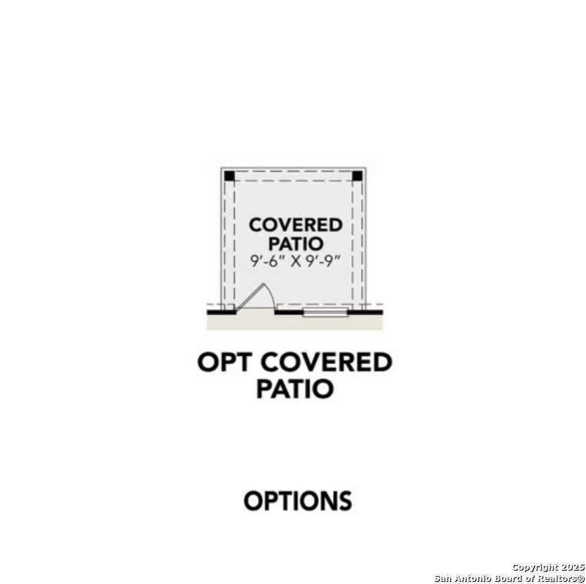Optional 9'-6" x 9'-6" covered patio in The Colorado B floor plan, Davidson Homes, Applewhite Meadows, San Antonio, Texas