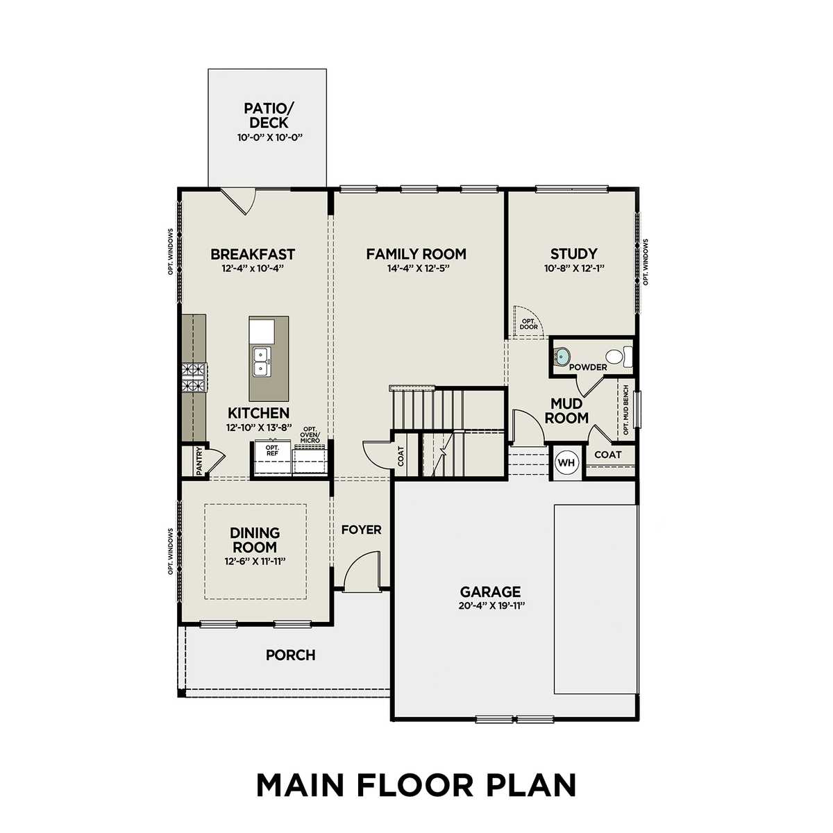 1 - The Willow D – Side Entry buildable floor plan layout in Davidson Homes' Mountainbrook community.