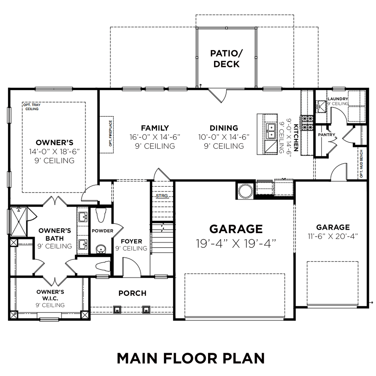 1 - The Stewart A floor plan layout for 2337 Sachi Court in Davidson Homes' Rivers Edge community.