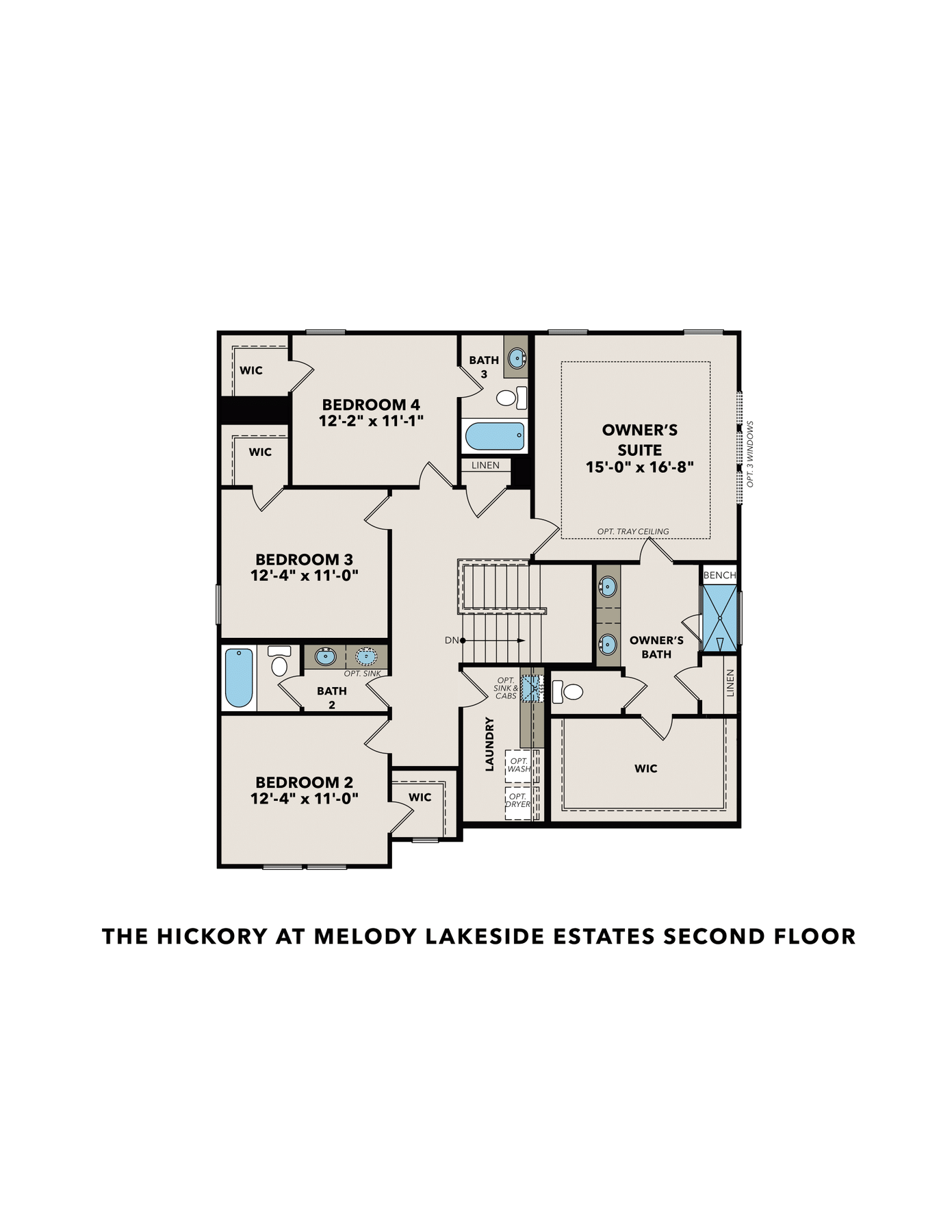 2 - The Hickory E floor plan layout for 6945 Melody Ridge Road in Davidson Homes Homes' Melody Lakeside Estates community.