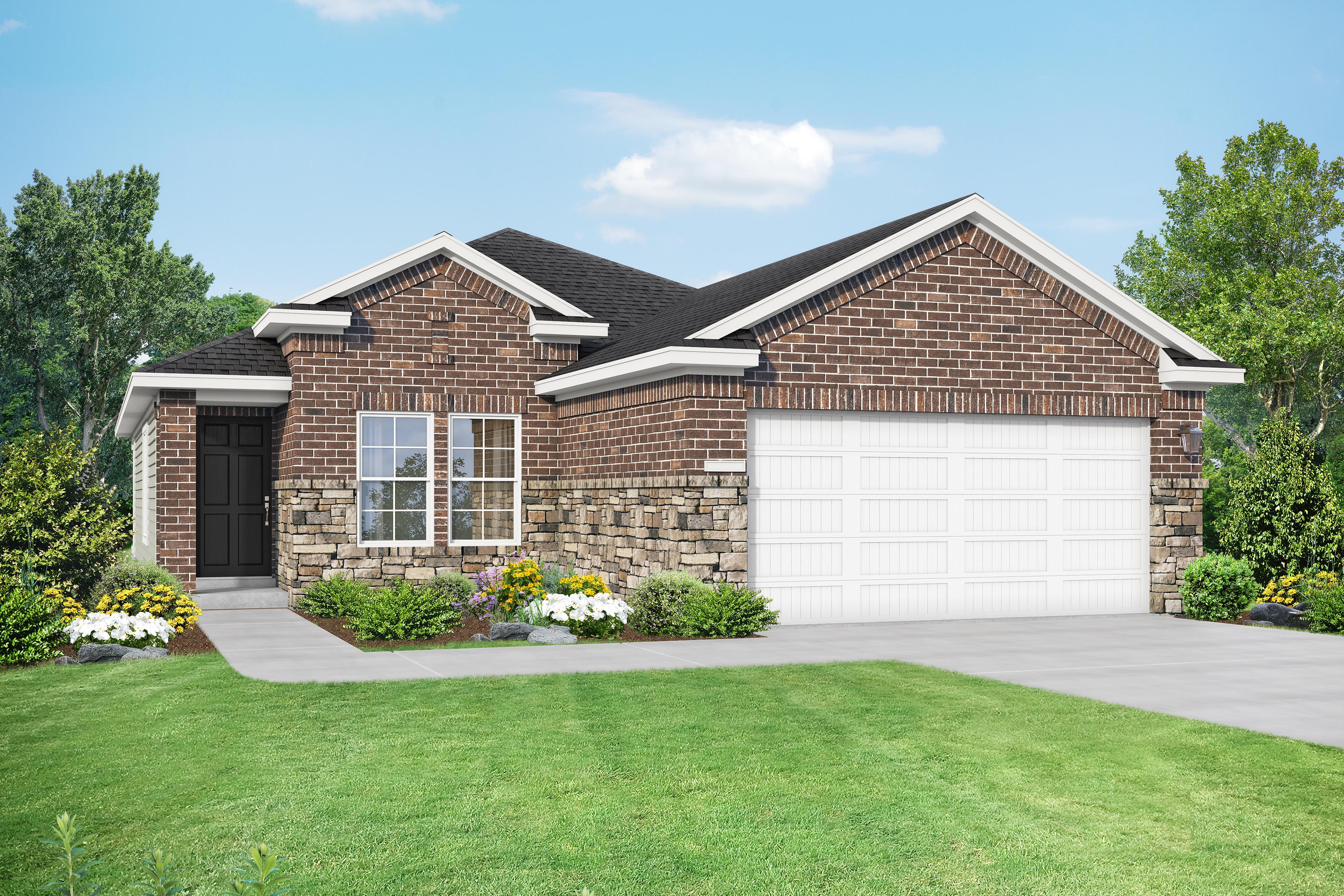 Exterior of a one-story home with landscaping