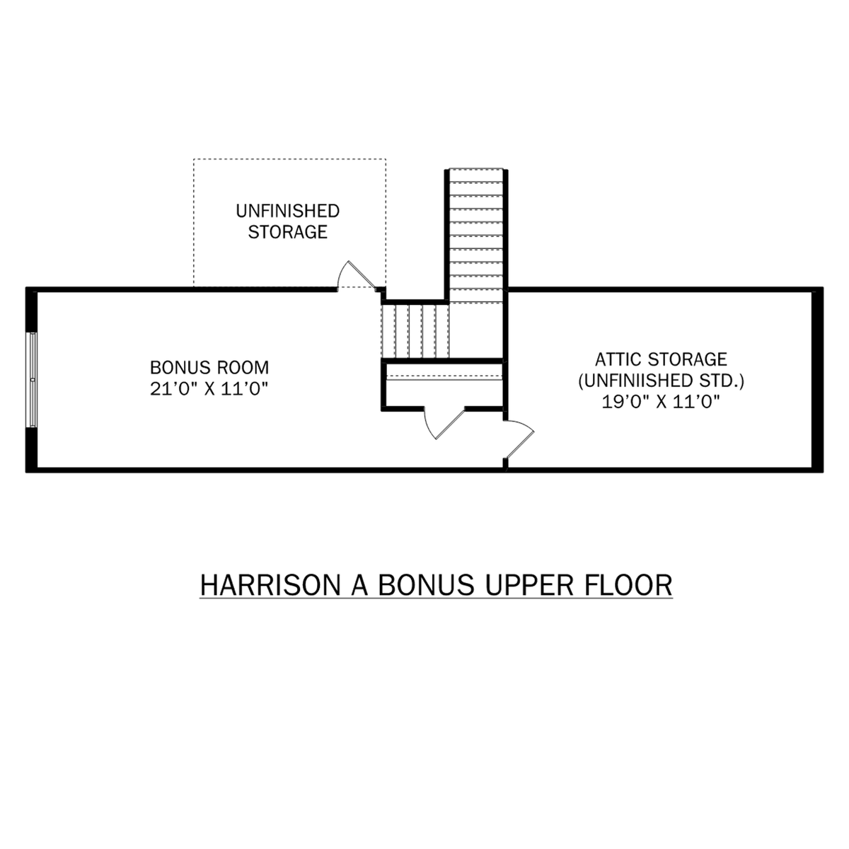 2 - The Harrison with Bonus buildable floor plan layout in Davidson Homes' Barnett's Crossing community.