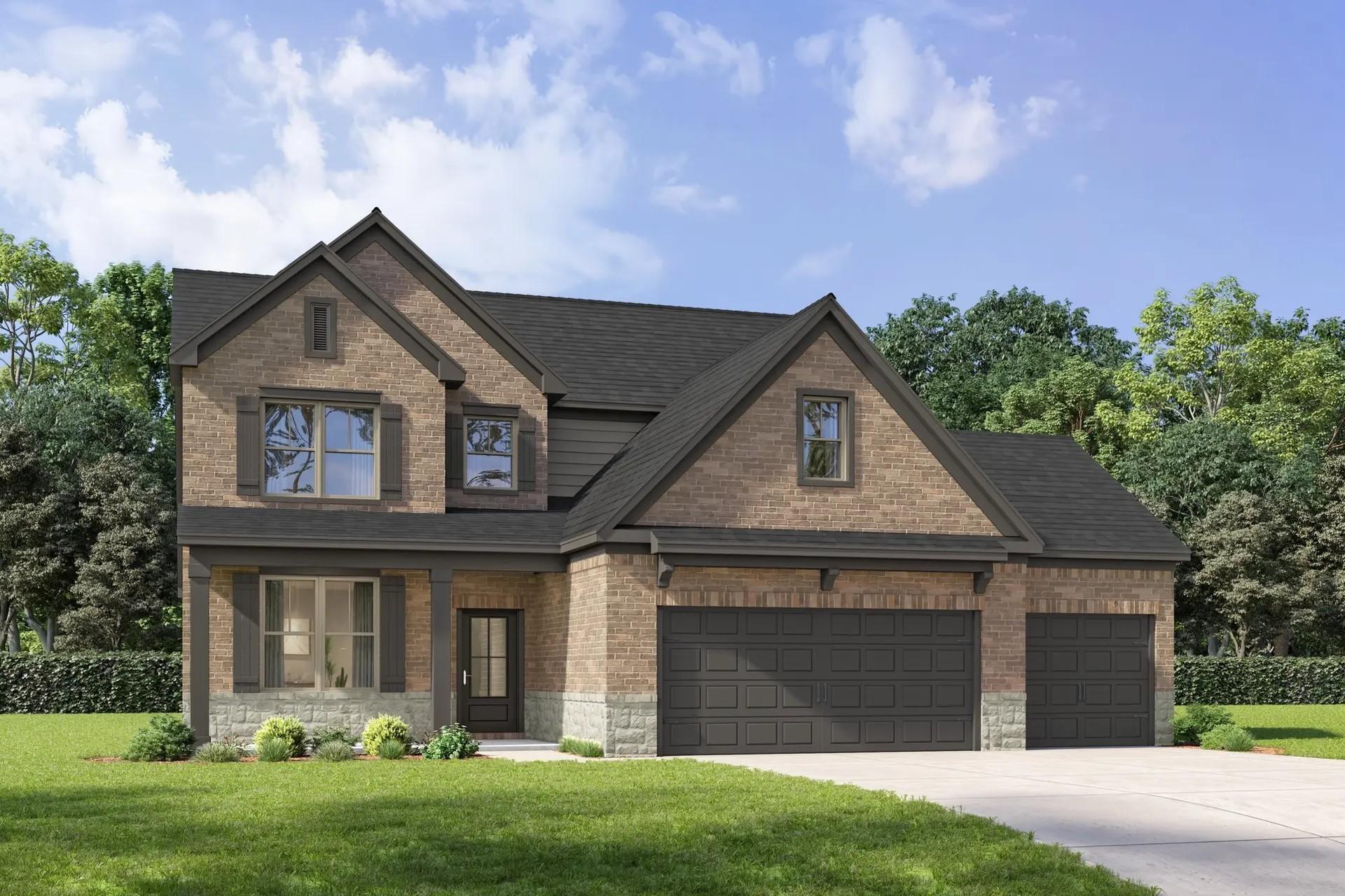 Two-story, 4-bedroom brick home with 2-car garage, The Ash N floor plan by Davidson Homes in Parks at Foster Crossing, Anna.