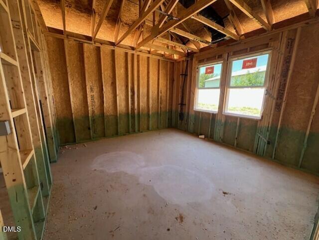Unfinished bedroom framing in The Carter A floor plan at Gregory Village in Lillington, North Carolina.