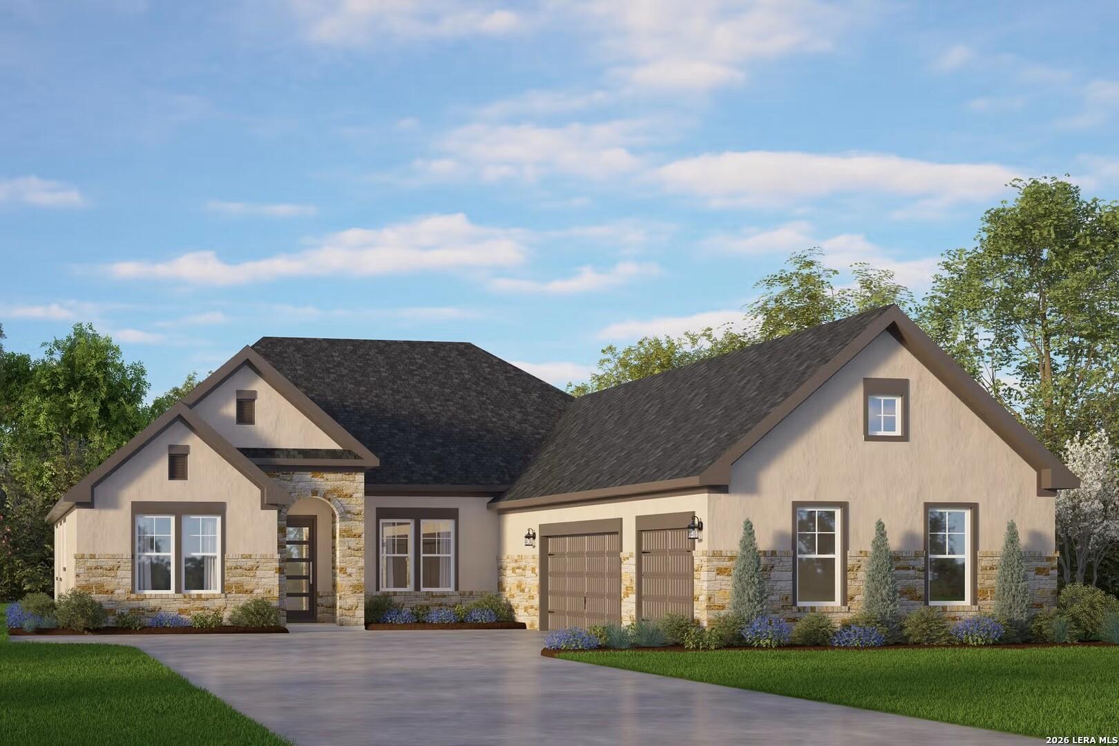 The Oxford H floor plan by Davidson Homes: 1-story, 4-bedroom house with a 3-car garage in Potranco Oaks, Castroville, TX.