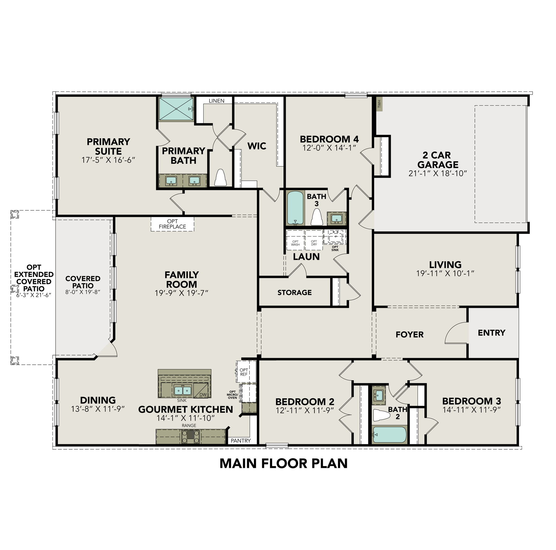 1 - The Harrison F buildable floor plan layout in Davidson Homes Homes' Ladera community.