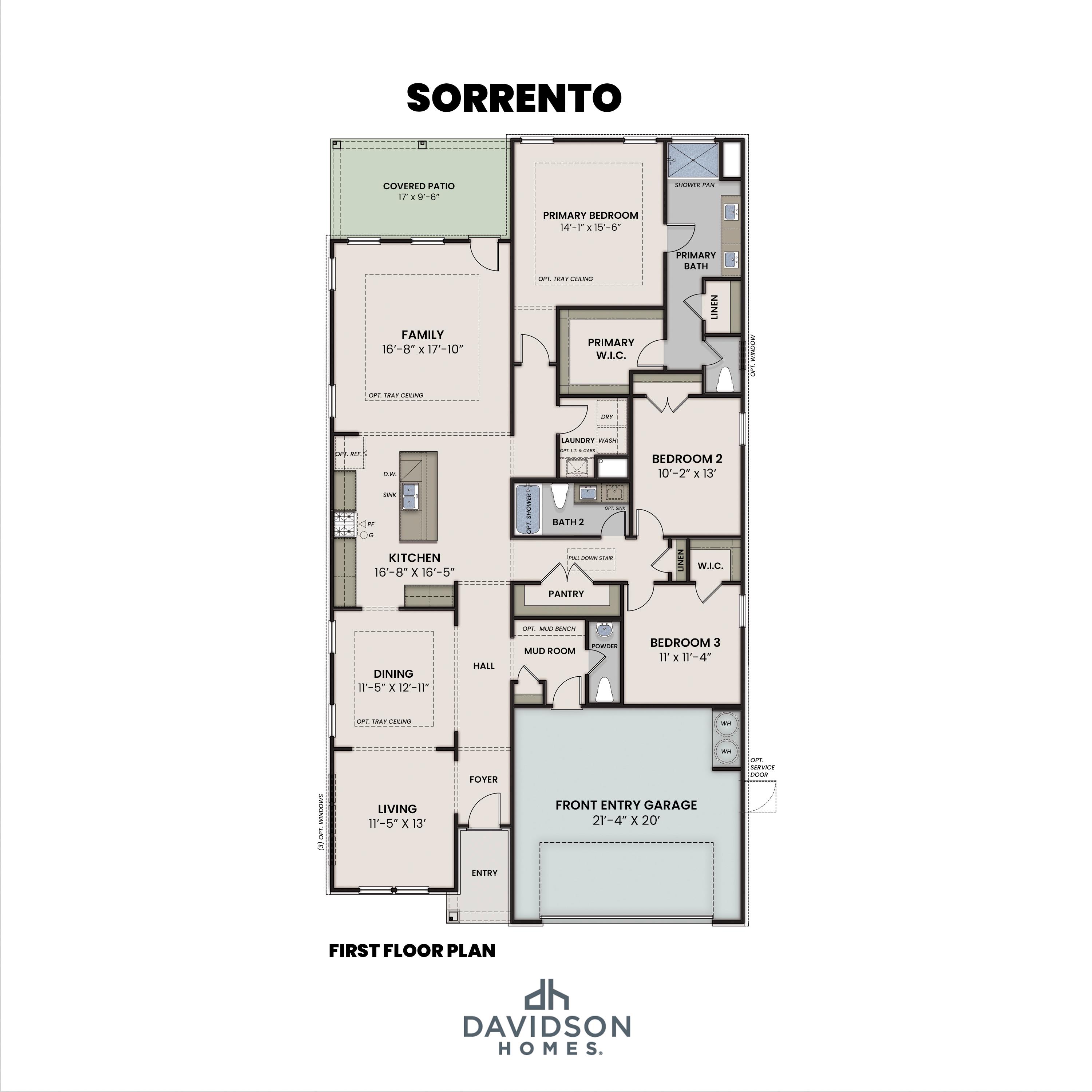 1 - The Sorrento I buildable floor plan layout in Davidson Homes Homes' Sundance Cove community.