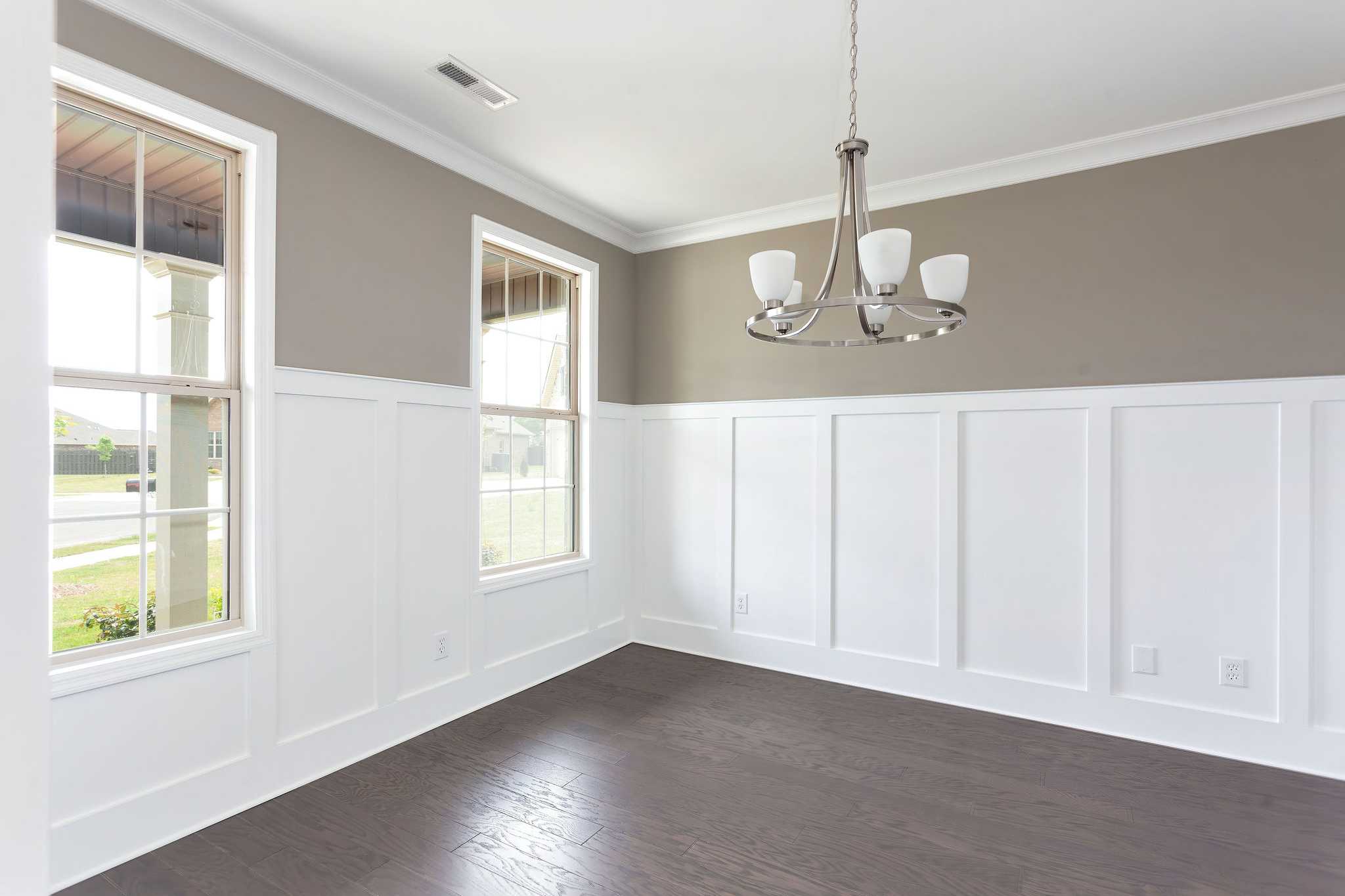 Davidson Homes The Emory Floor Plan Unfurnished dining room with chandelier and windows