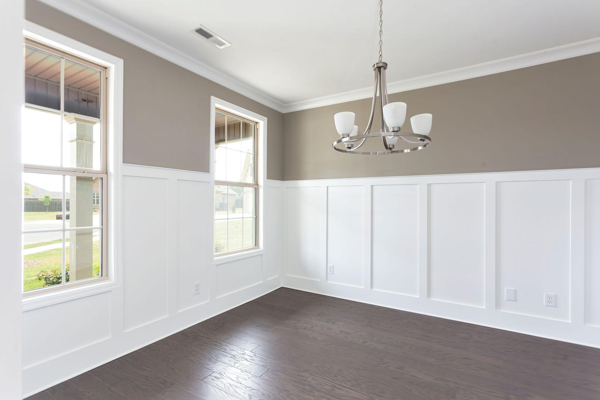 Davidson Homes The Emory Floor Plan Unfurnished dining room with chandelier and windows