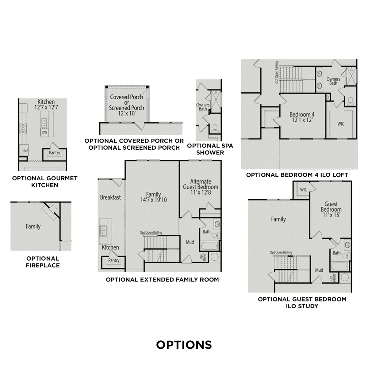 3 - The Willow C buildable floor plan layout in Davidson Homes' Highland Forest community.