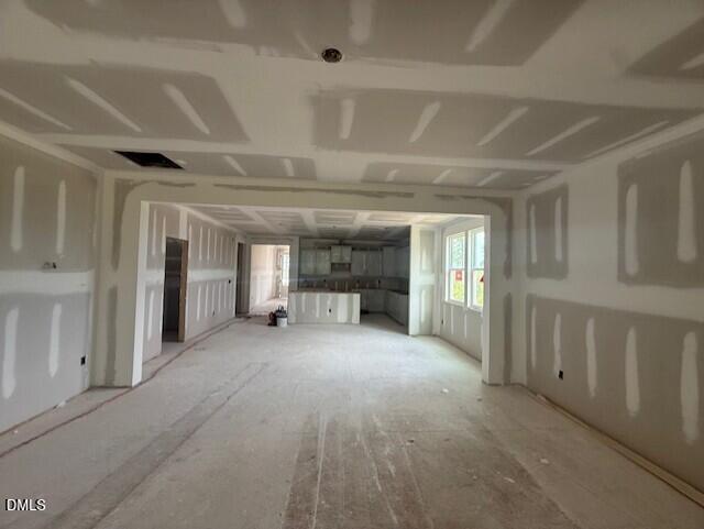 Open-concept construction interior of The Birch II A floor plan in Montrose, Aberdeen, North Carolina.
