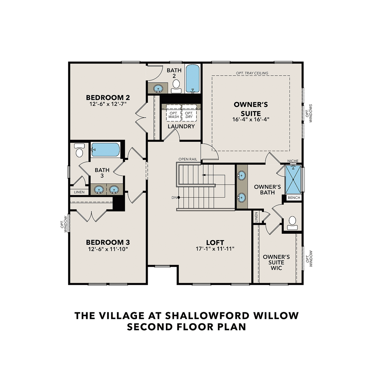 2 - The Willow B at Shallowford buildable floor plan layout in Davidson Homes' The Village at Shallowford community.