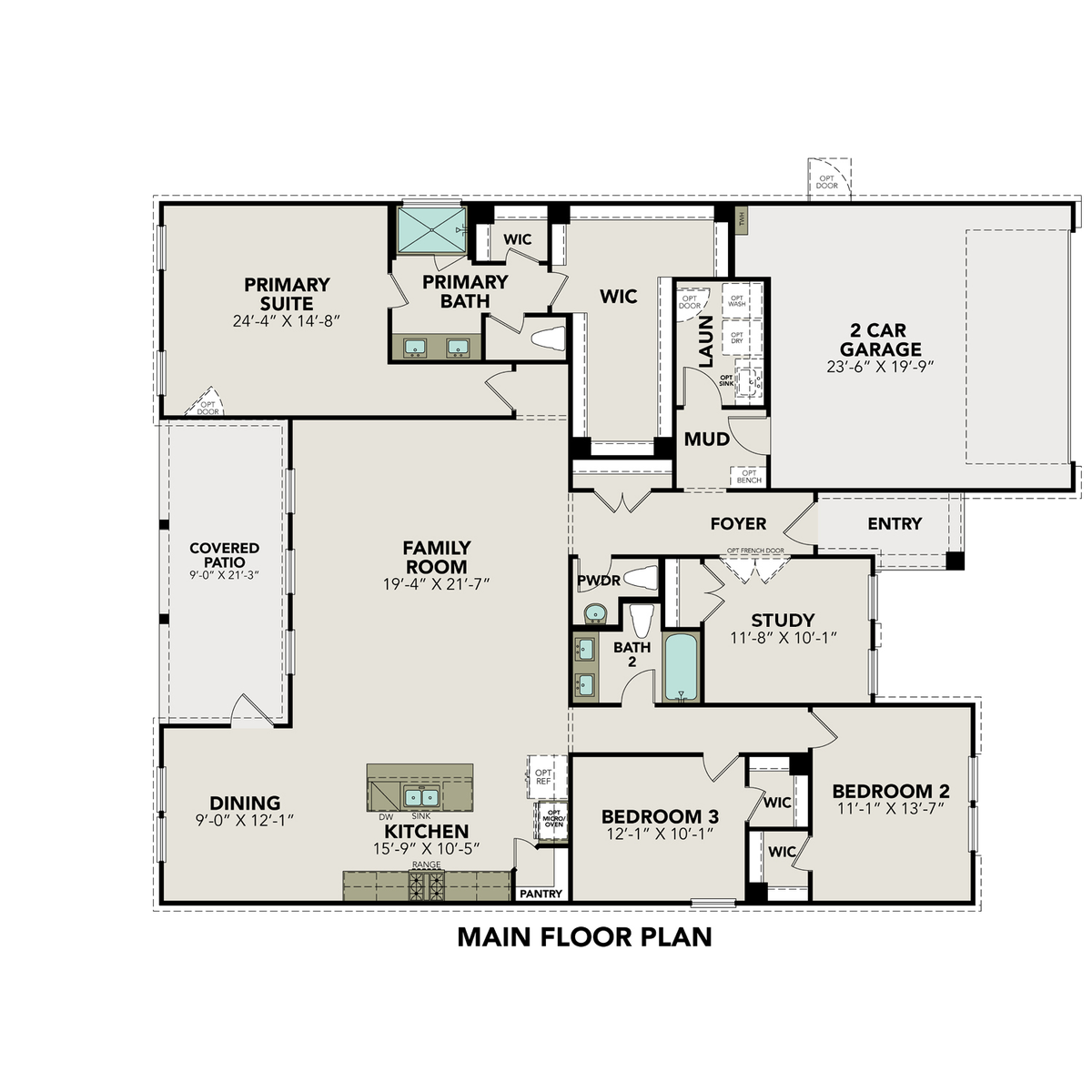 1 - The Rockford F floor plan layout for 2874 Tortuga Verde in Davidson Homes' Ladera community.