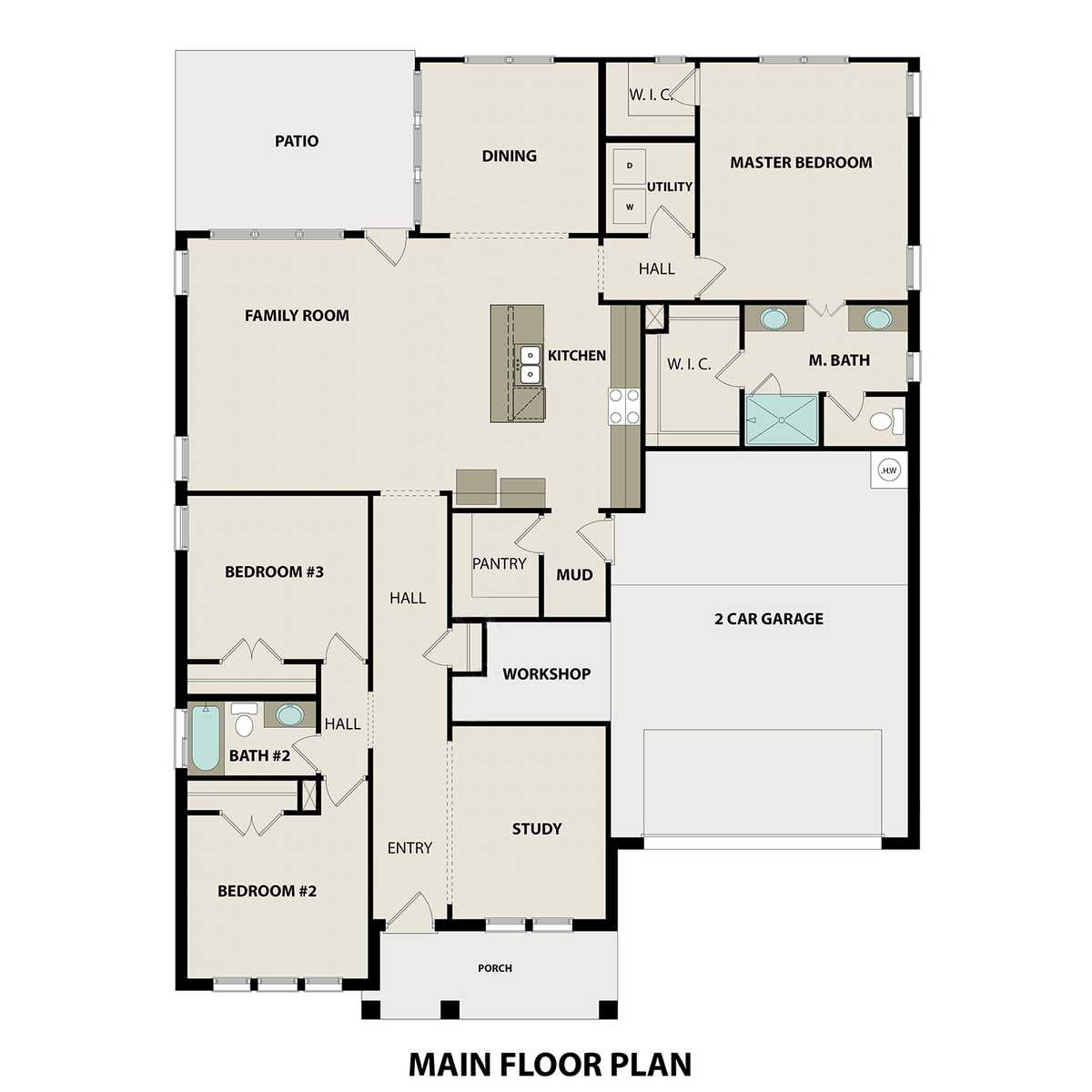 1 - The Ansley B buildable floor plan layout in Davidson Homes' Carellton community.