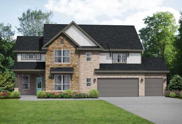 Exterior view of Davidson Homes' The Jennings C with 3-Car Garage Floor Plan