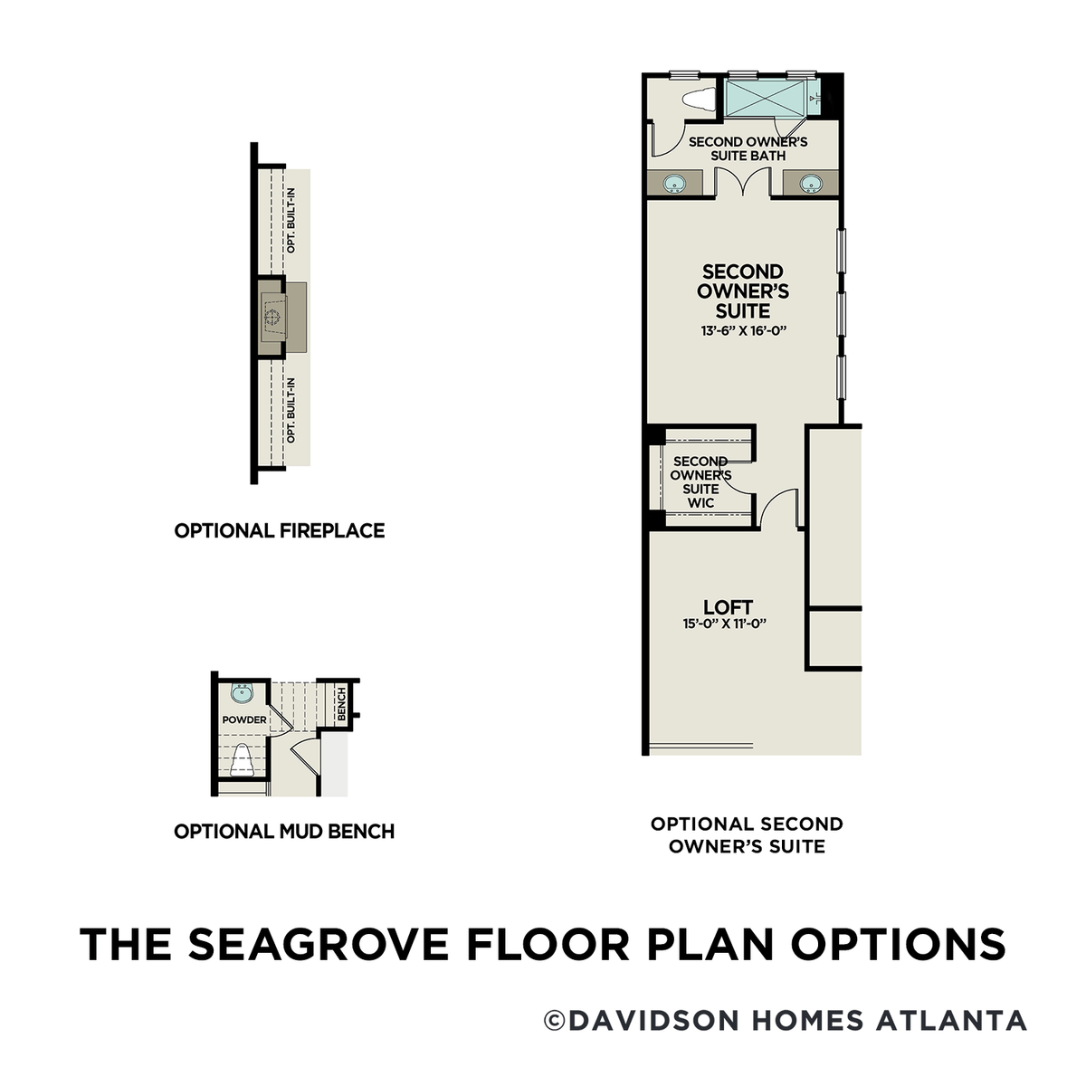 3 - The Seagrove A floor plan layout for 406 Falling Water Avenue in Davidson Homes' The Village at Towne Lake community.