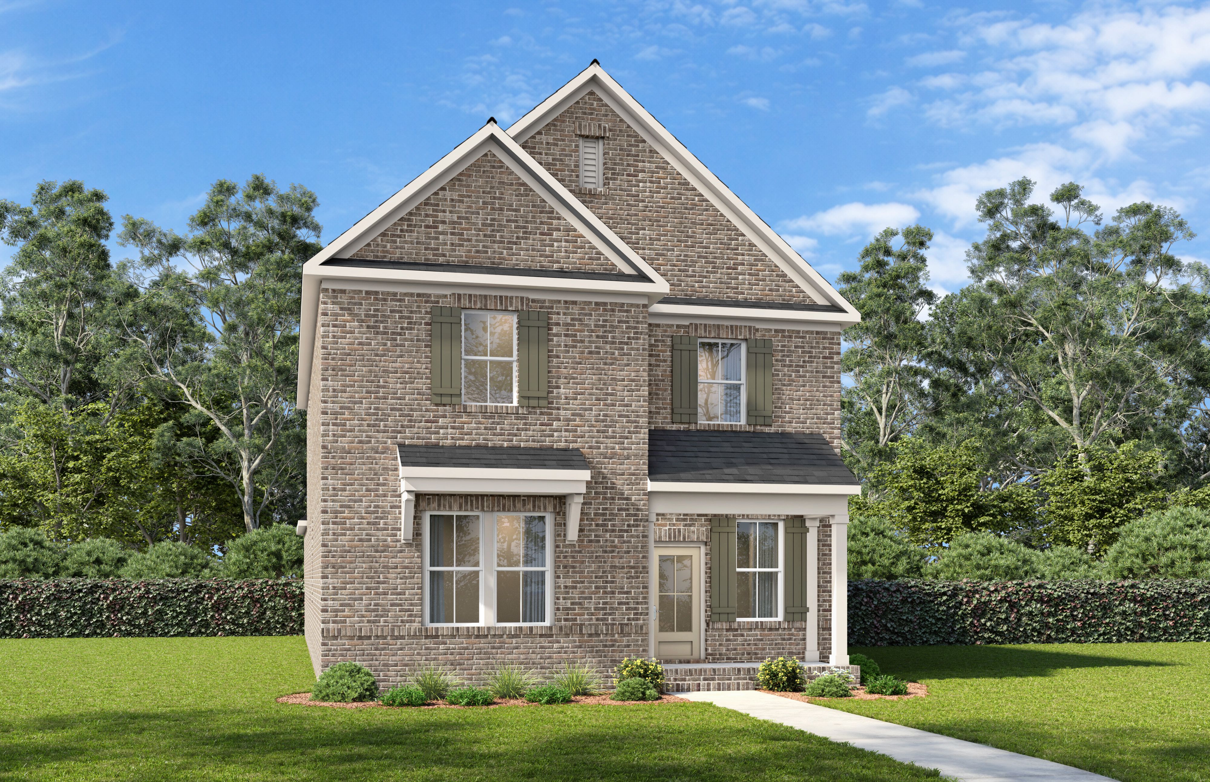 Two-story brick elevation of The Oakmont by Davidson Homes, a new single-family home design in Mt. Juliet, TN