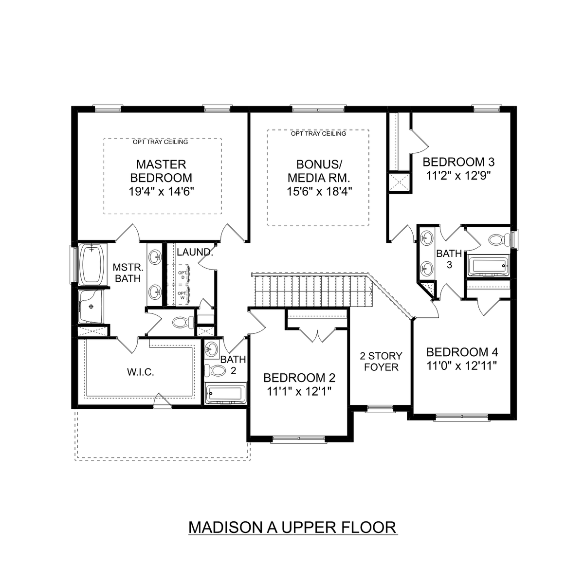2 - The Madison A buildable floor plan layout in Davidson Homes' Cain Park community.