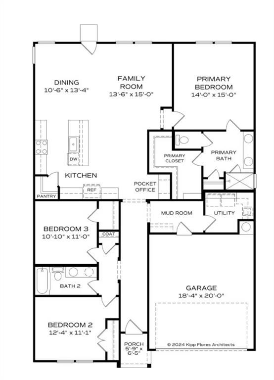 The Phoenix D floor plan layout: 3-bedroom, 2-bath, 1,746 sq ft single-story home with 2-car garage in Opelika, AL