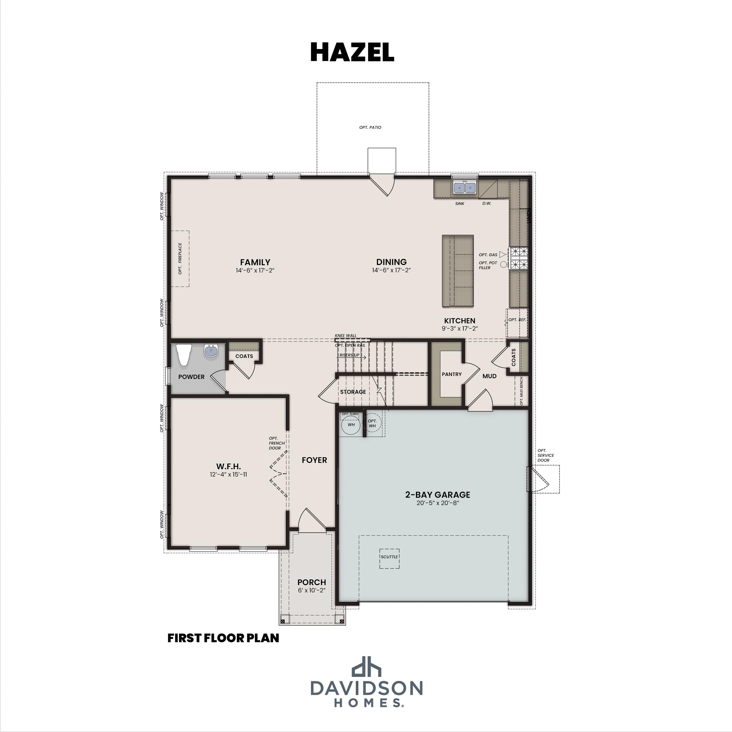 1 - The Hazel buildable floor plan layout in Davidson Homes Homes' Bakers Farm community.