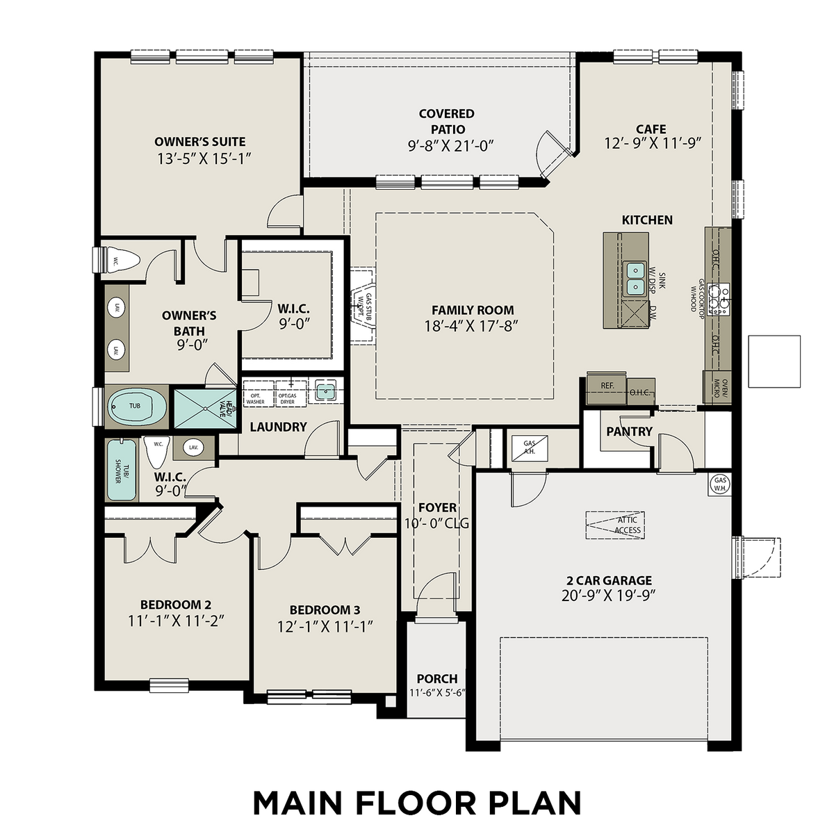 1 - The Diana B buildable floor plan layout in Davidson Homes' Sierra Vista community.