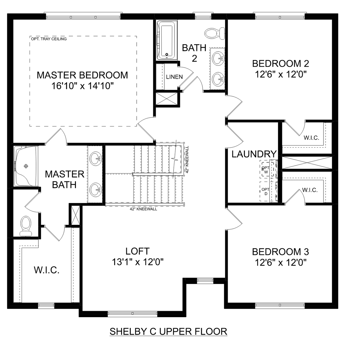 2 - The Shelby C buildable floor plan layout in Davidson Homes' Heritage Lakes community.