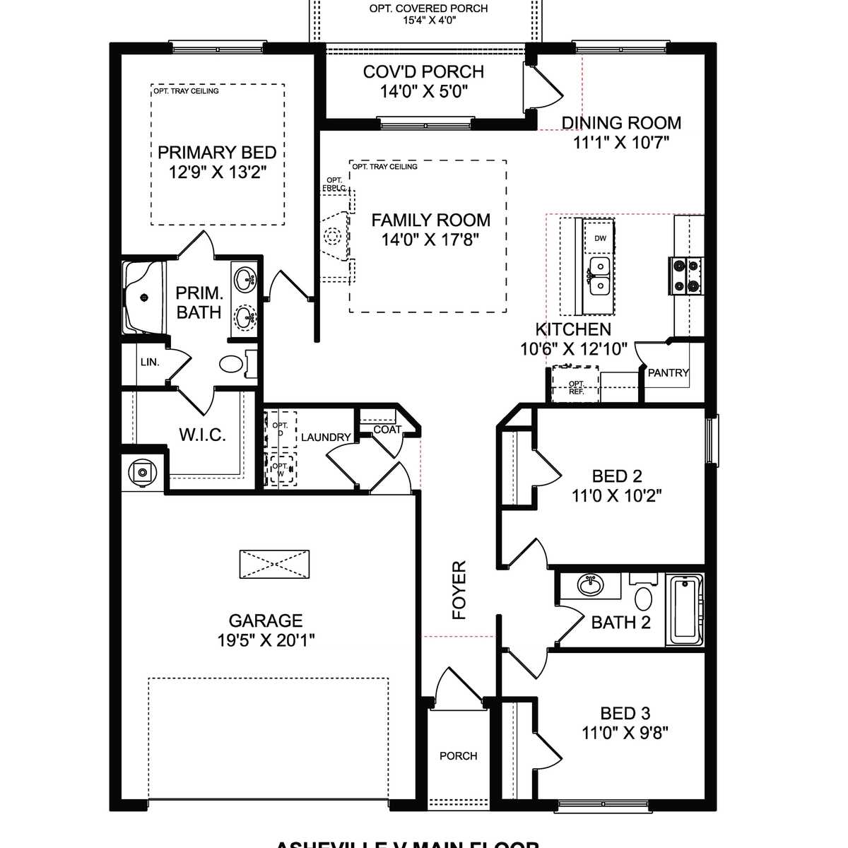 1 - The Asheville V Brick buildable floor plan layout in Davidson Homes' The Reserve at North Ridge community.