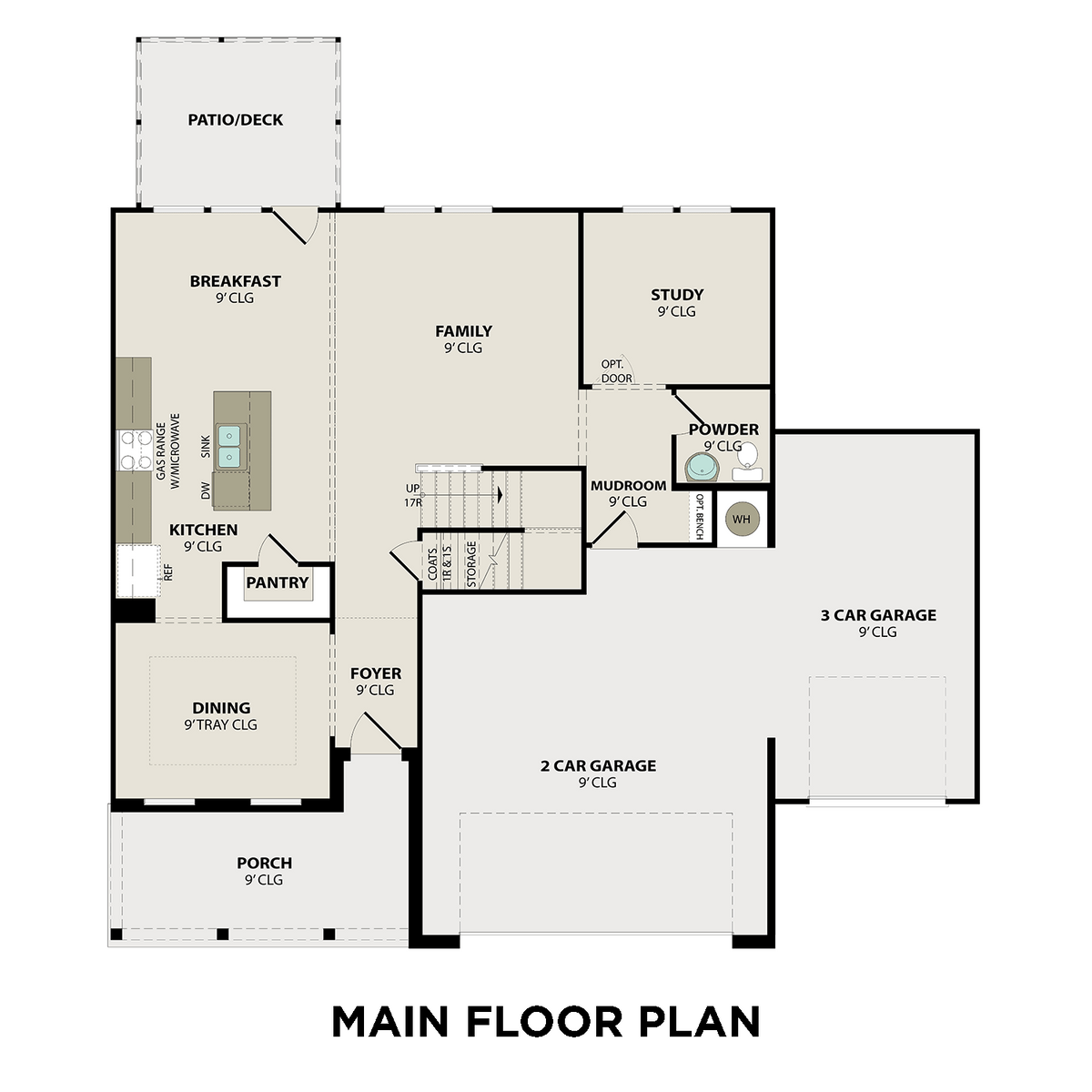 1 - The Willow B with 3-Car Garage buildable floor plan layout in Davidson Homes' Rivers Edge community.