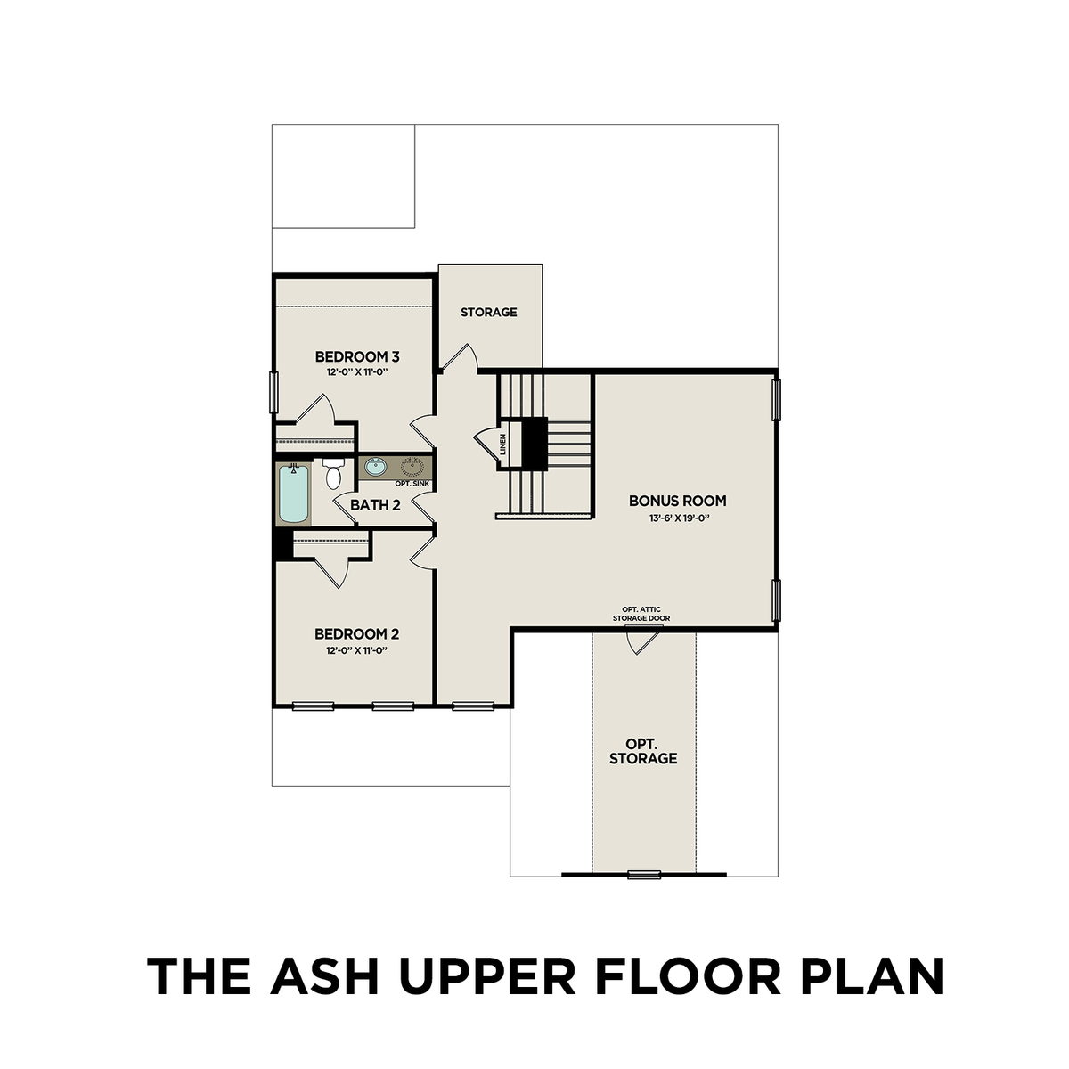 2 - The Ash B floor plan layout for 3619 Rivermont Way in Davidson Homes' Salem Landing community.
