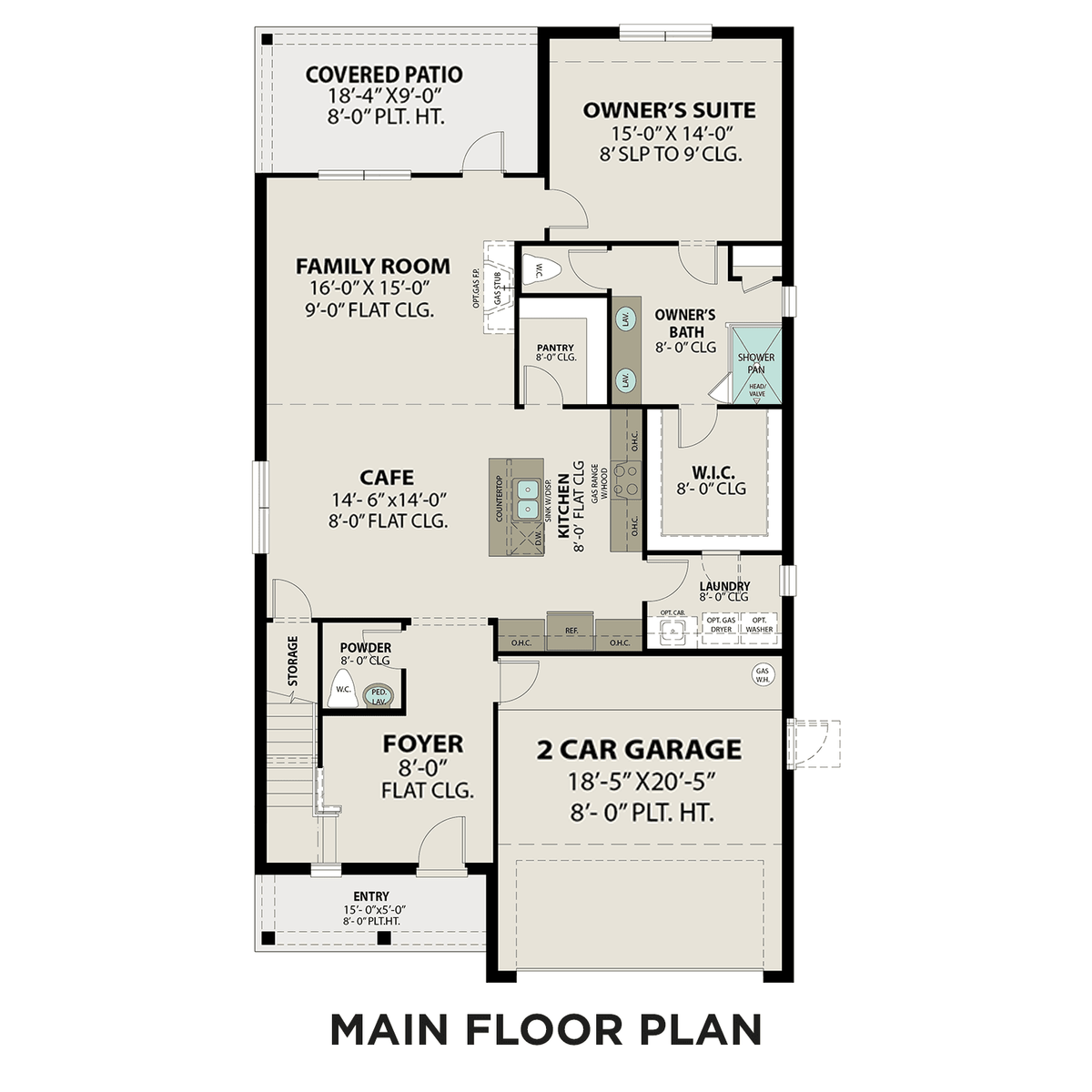 1 - The Tierra B buildable floor plan layout in Davidson Homes' Sunterra community.