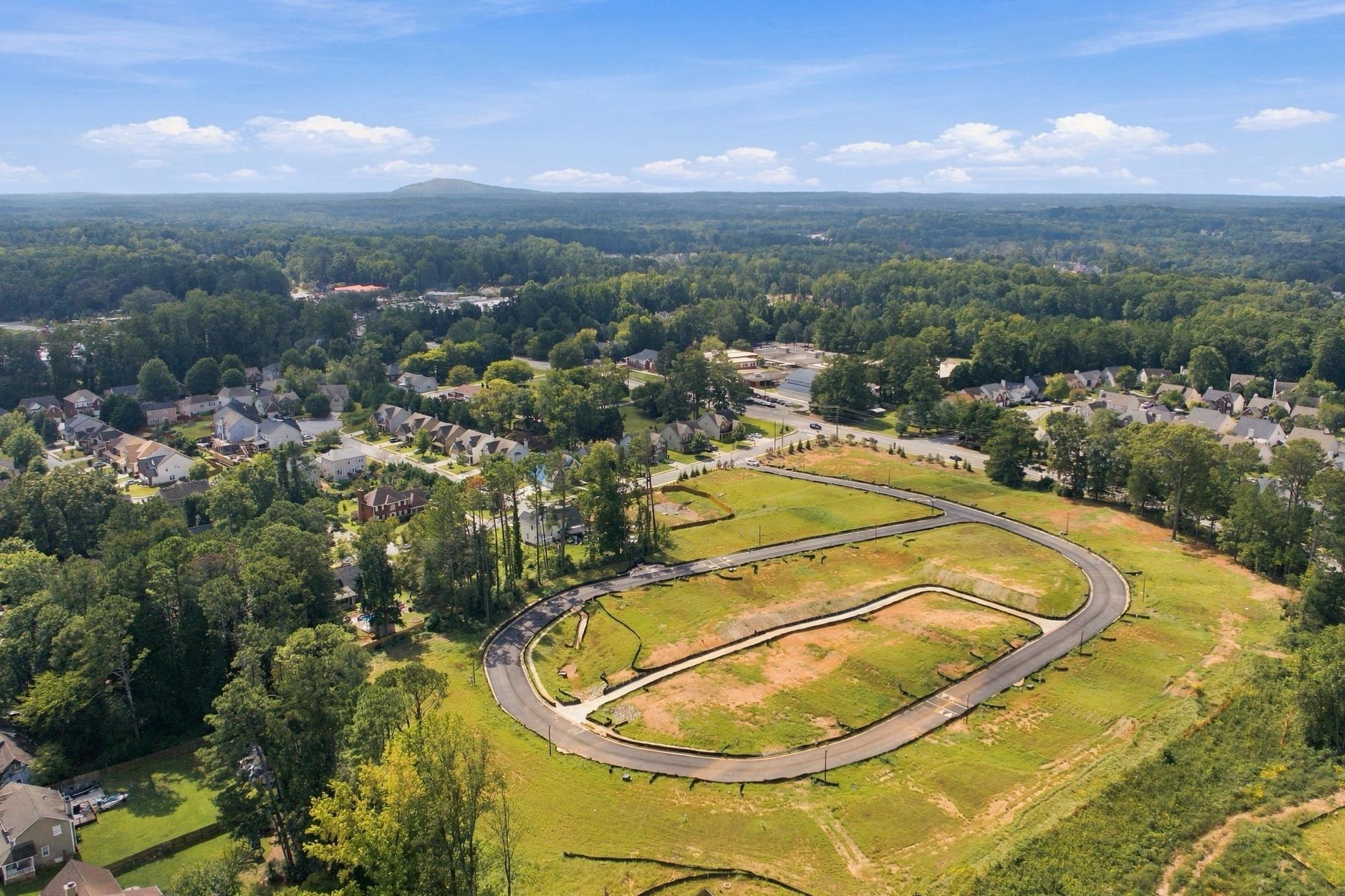 Aerial view of new home community development site at Alford at Bethesda in Lawrenceville, Georgia by Davidson Homes