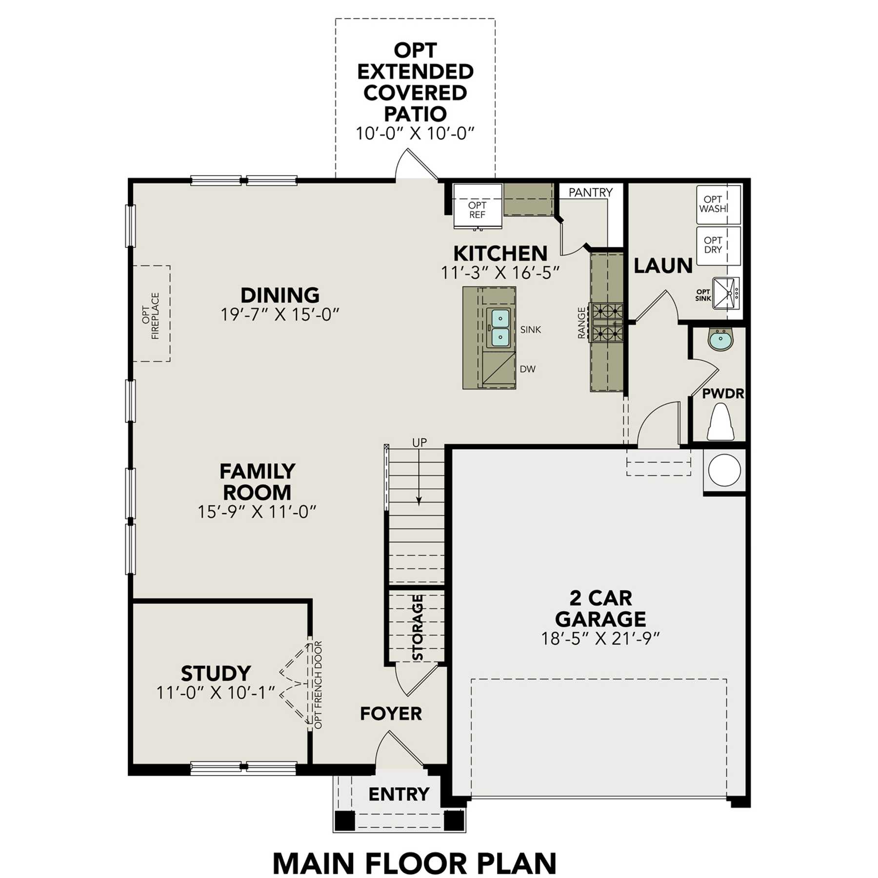 1 - The Murray F buildable floor plan layout in Davidson Homes Homes' Horizon Pointe community.