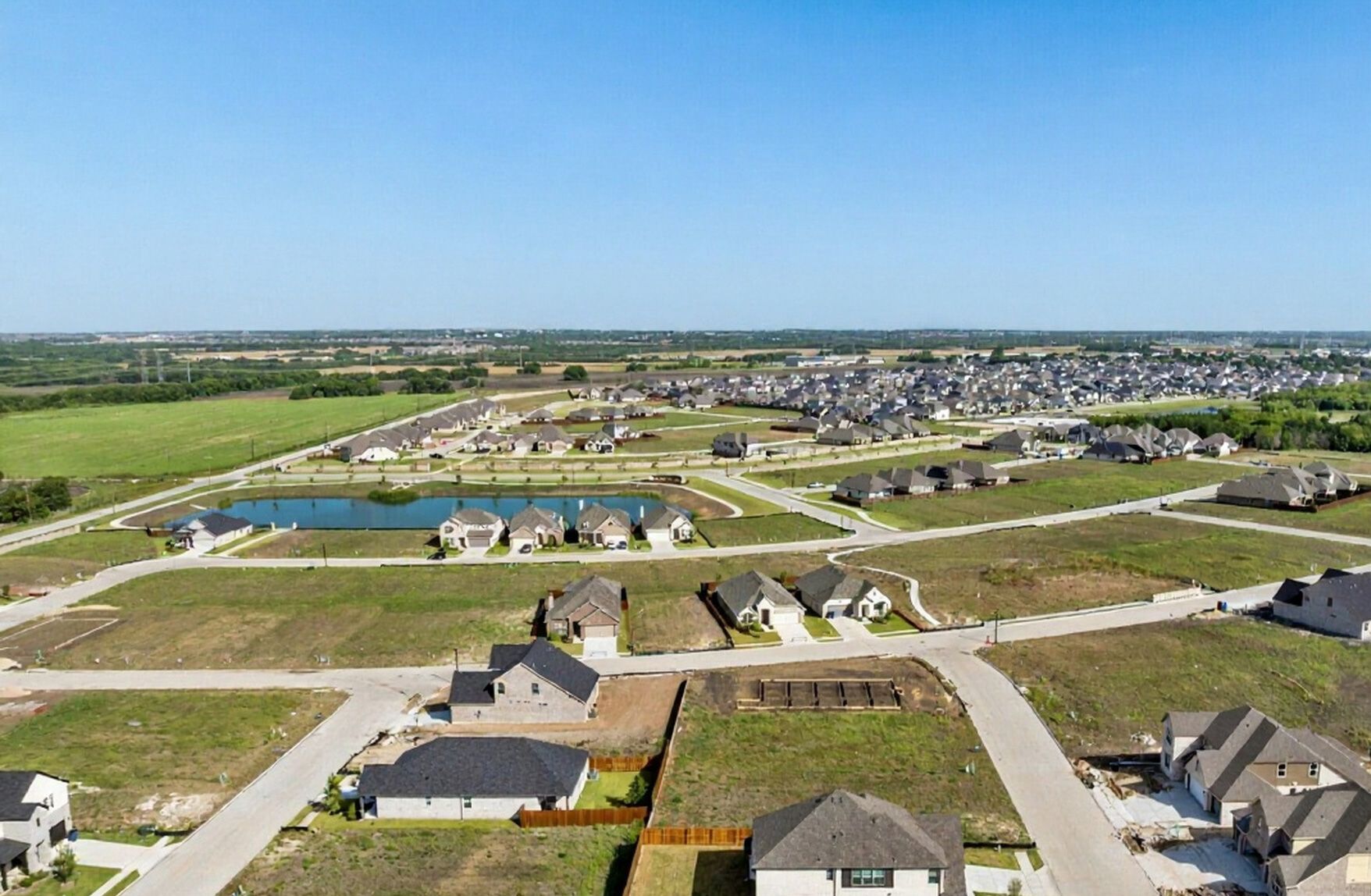 Aerial view of Mercer Meadows community in Royse City, TX