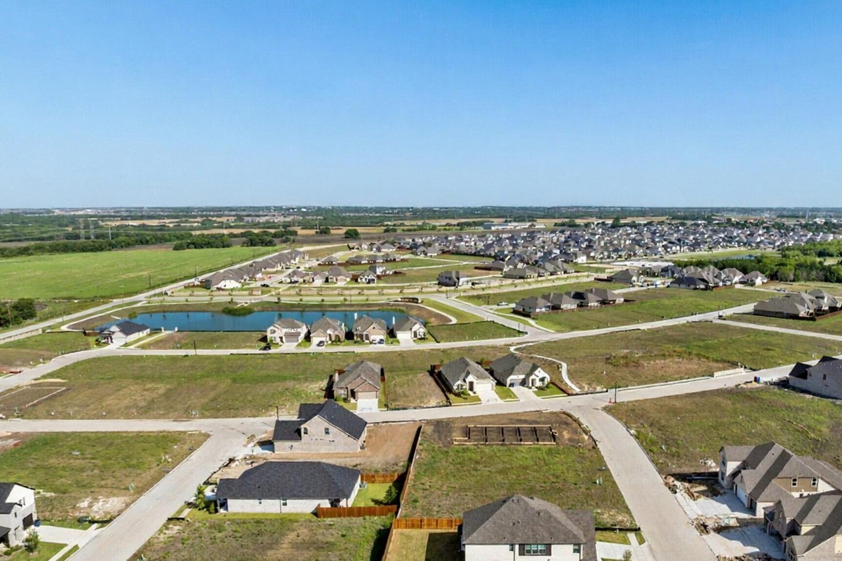 Aerial view of Mercer Meadows community in Royse City, TX