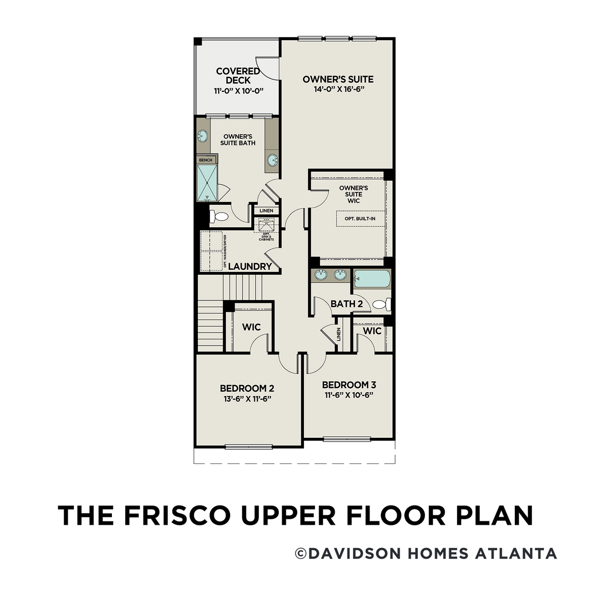 2 - The Frisco A floor plan layout for 120 Batten Board Way in Davidson Homes' The Village at Towne Lake community.