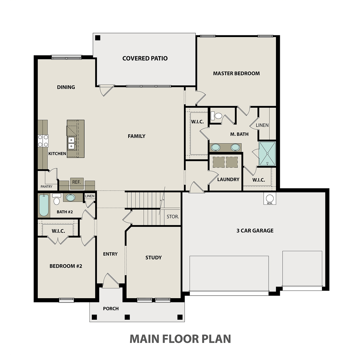 1 - The Bellar B with 3-Car Garage floor plan layout for 2223 Blue Heron Drive in Davidson Homes' Rivers Edge community.