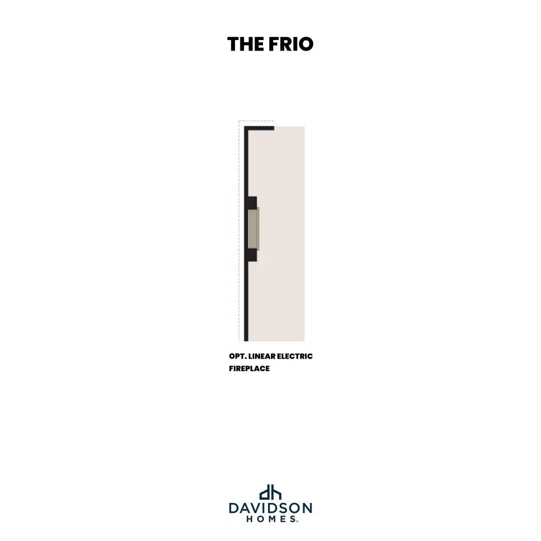 Optional linear electric fireplace floor plan detail for The Frio home design by Davidson Homes in Heartland, Texas.