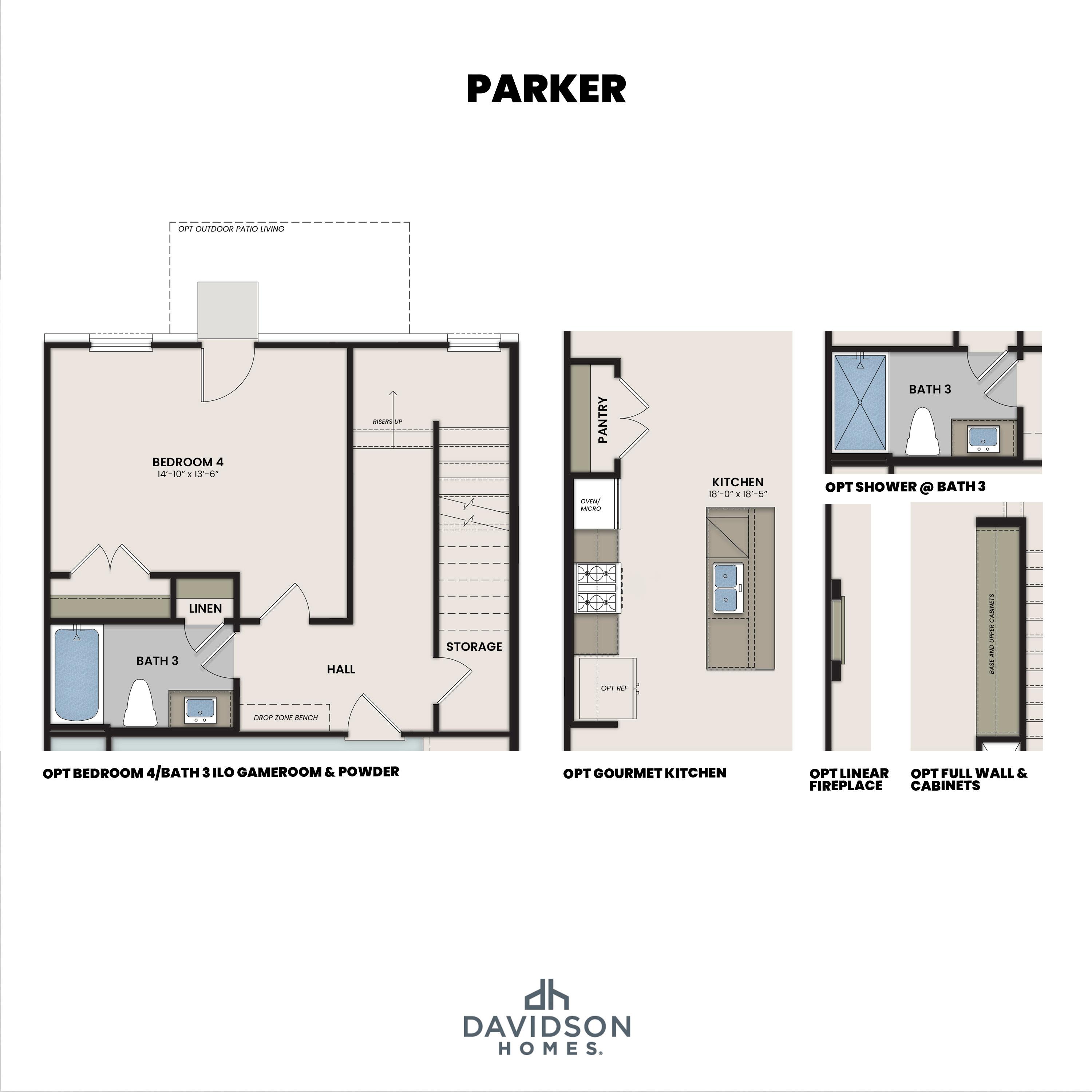 4 - The Parker C buildable floor plan layout in Davidson Homes Homes' Jackson Village community.