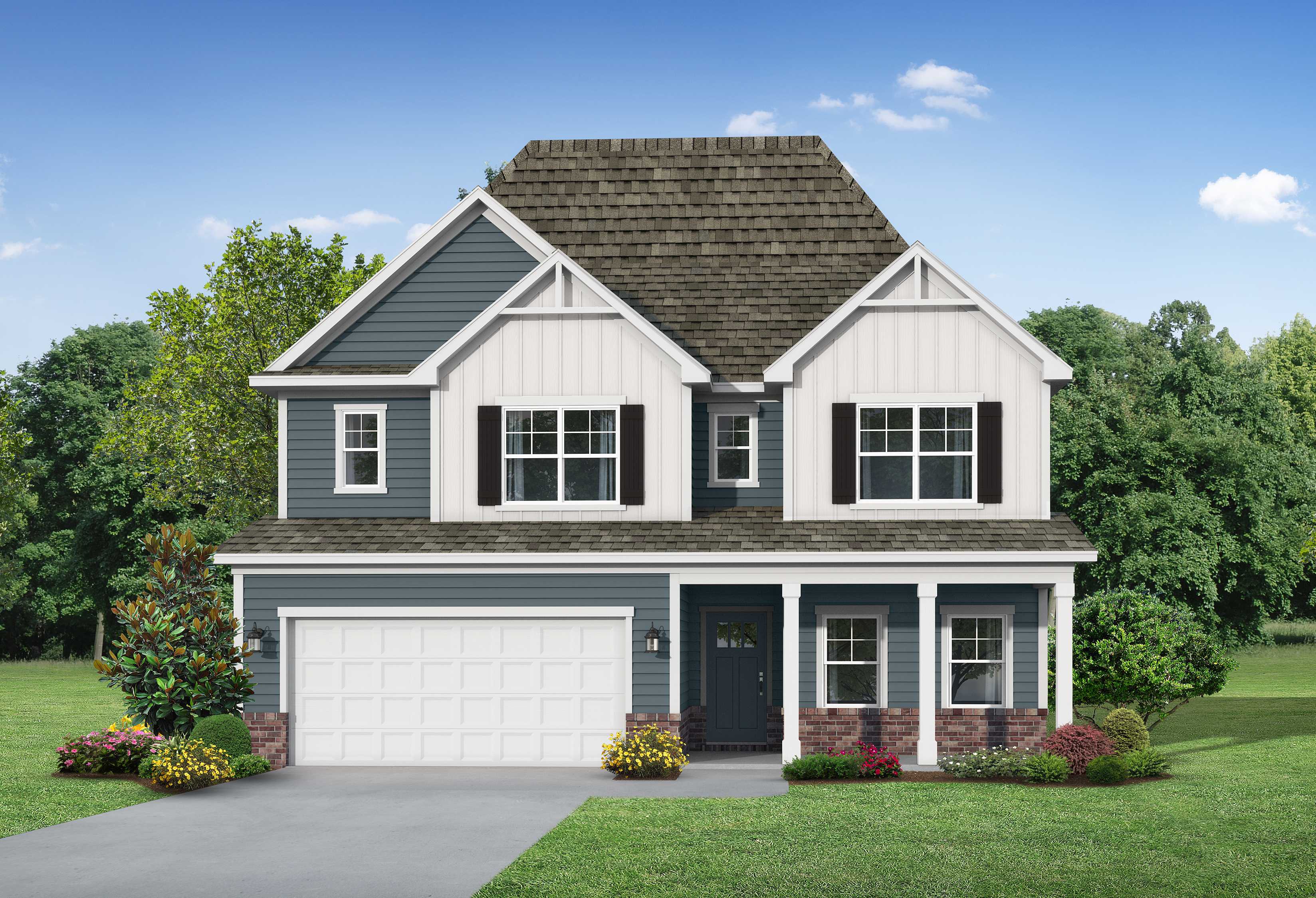 Exterior view of Evermore Homes' The Shelby D Floor Plan