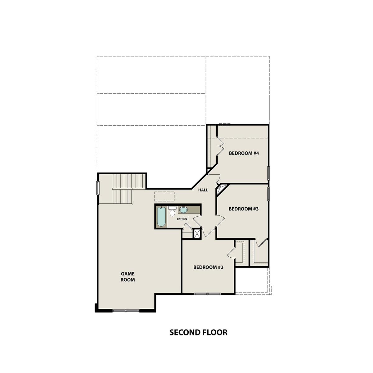 2 - The Ridgeport B floor plan layout for 160 Cavalcade Loop in Davidson Homes' Carellton community.