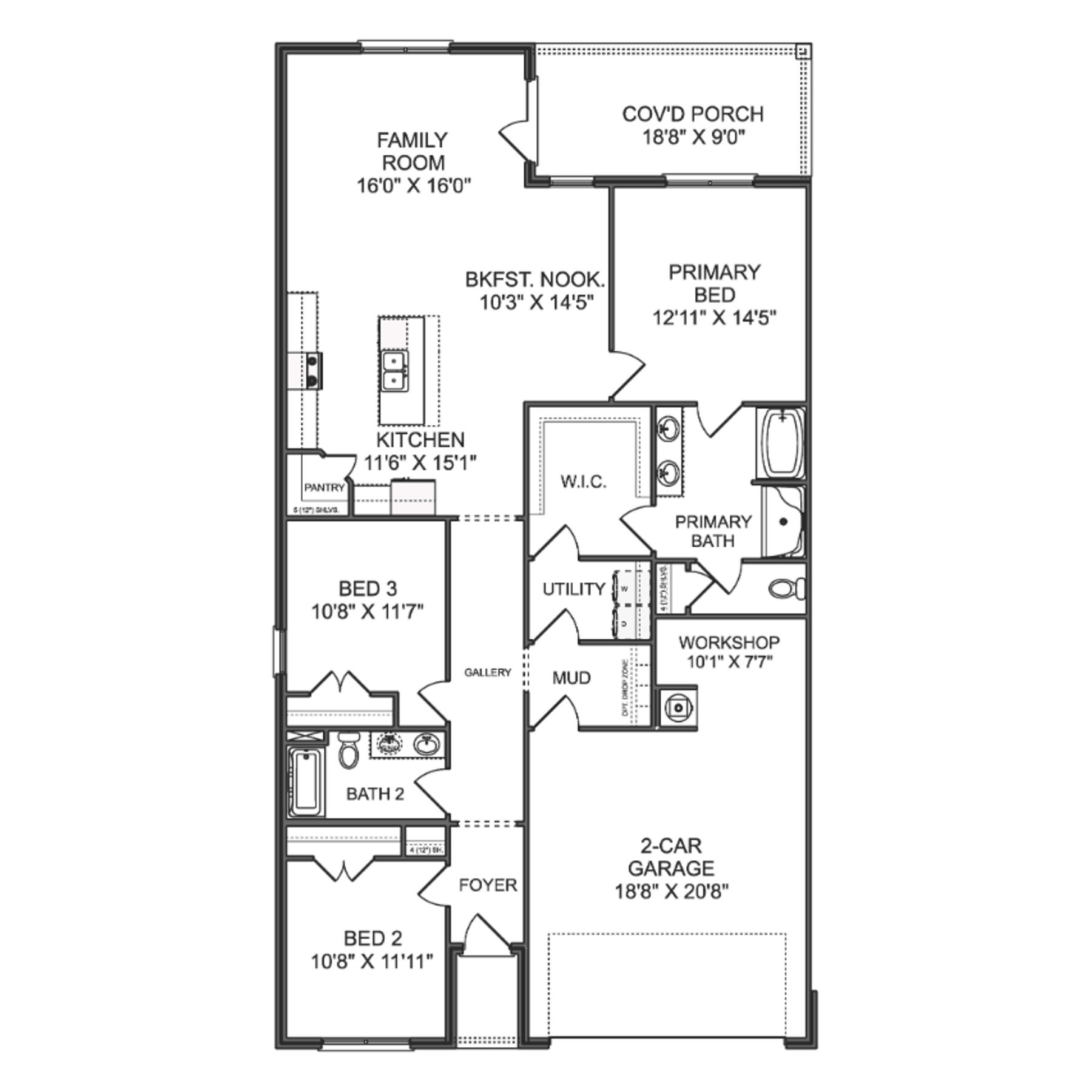 1 - The Cottonwood buildable floor plan layout in Davidson Homes Homes' The Villas at Barnett's Crossing community.