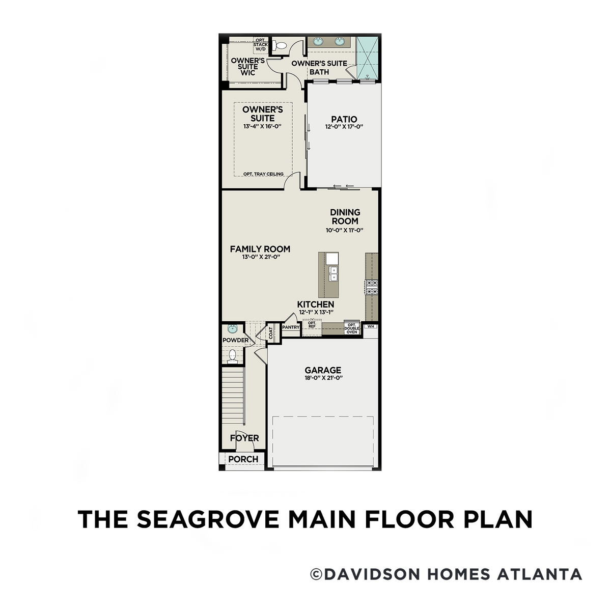 1 - The Seagrove C floor plan layout for 746 Stickley Oak Way in Davidson Homes' The Village at Towne Lake community.