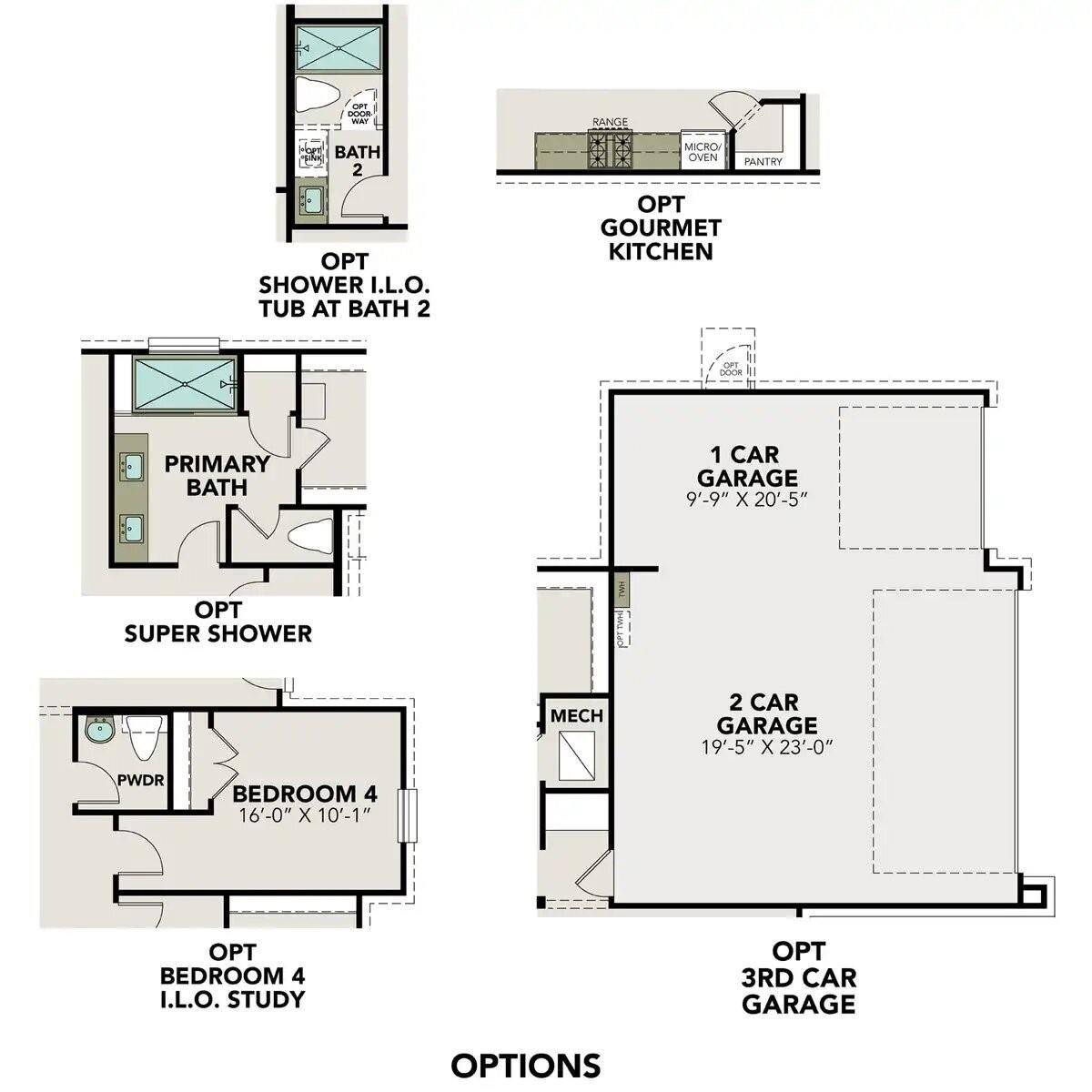 Detailed floor plan of The Edward A 3-bedroom, 2.5-bath home by Davidson Homes in Lago Mar, Texas City, TX, 2,160 sq ft 1-story layout
