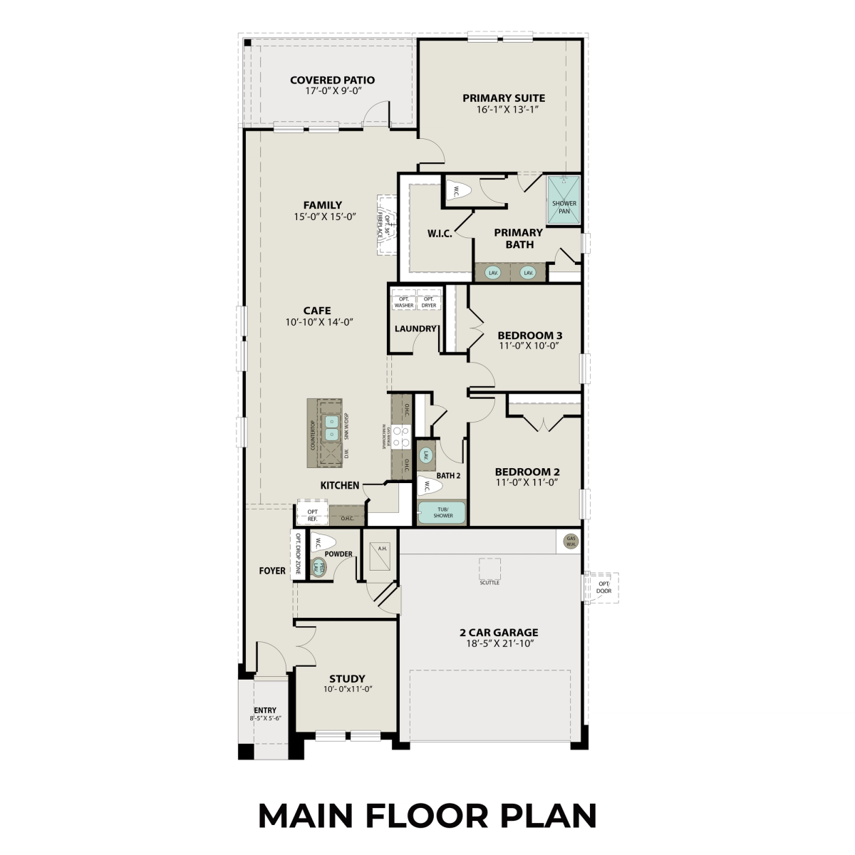1 - The Riviera B buildable floor plan layout in Davidson Homes' Sunterra community.