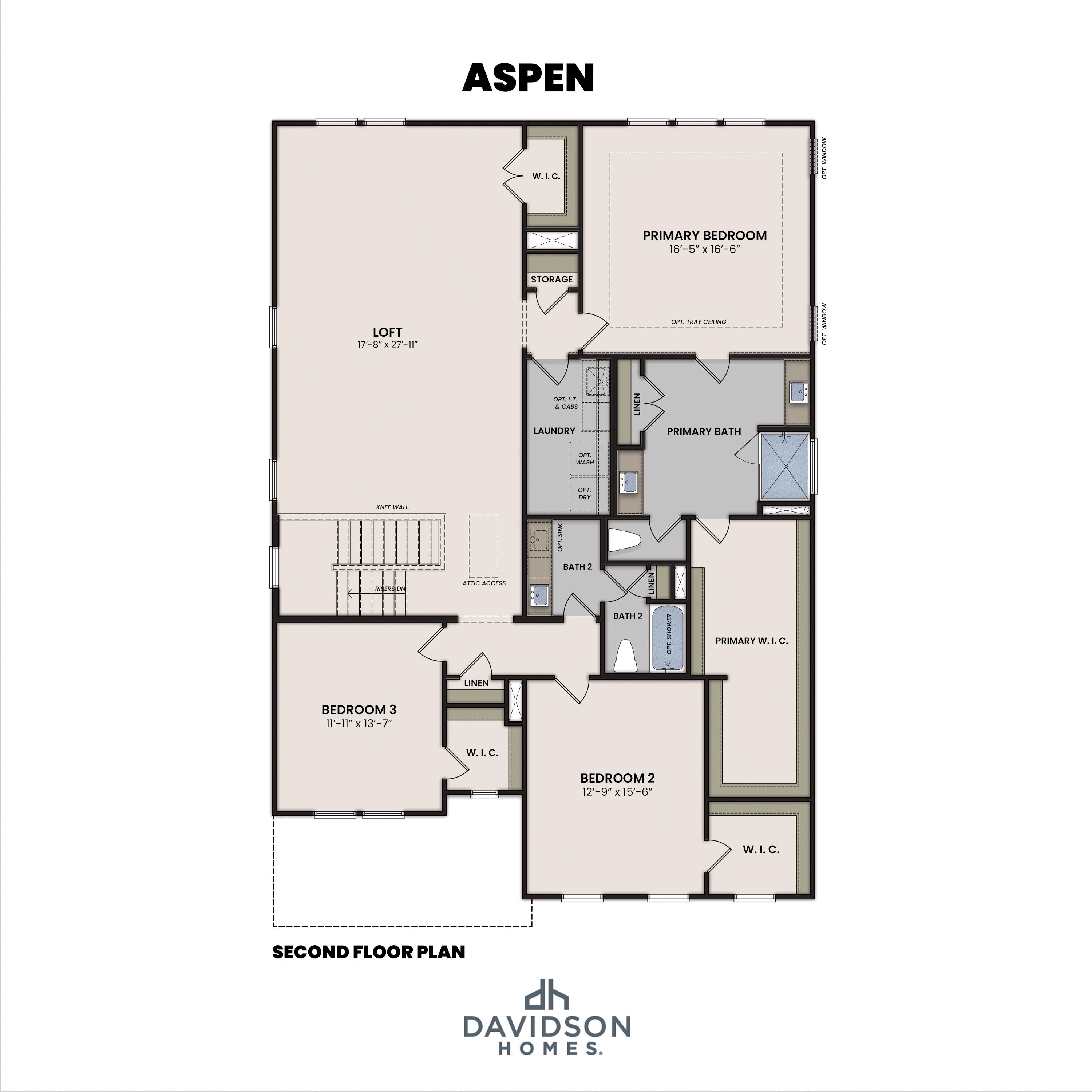 2 - The Aspen D buildable floor plan layout in Davidson Homes Homes' Kendall Farms community.